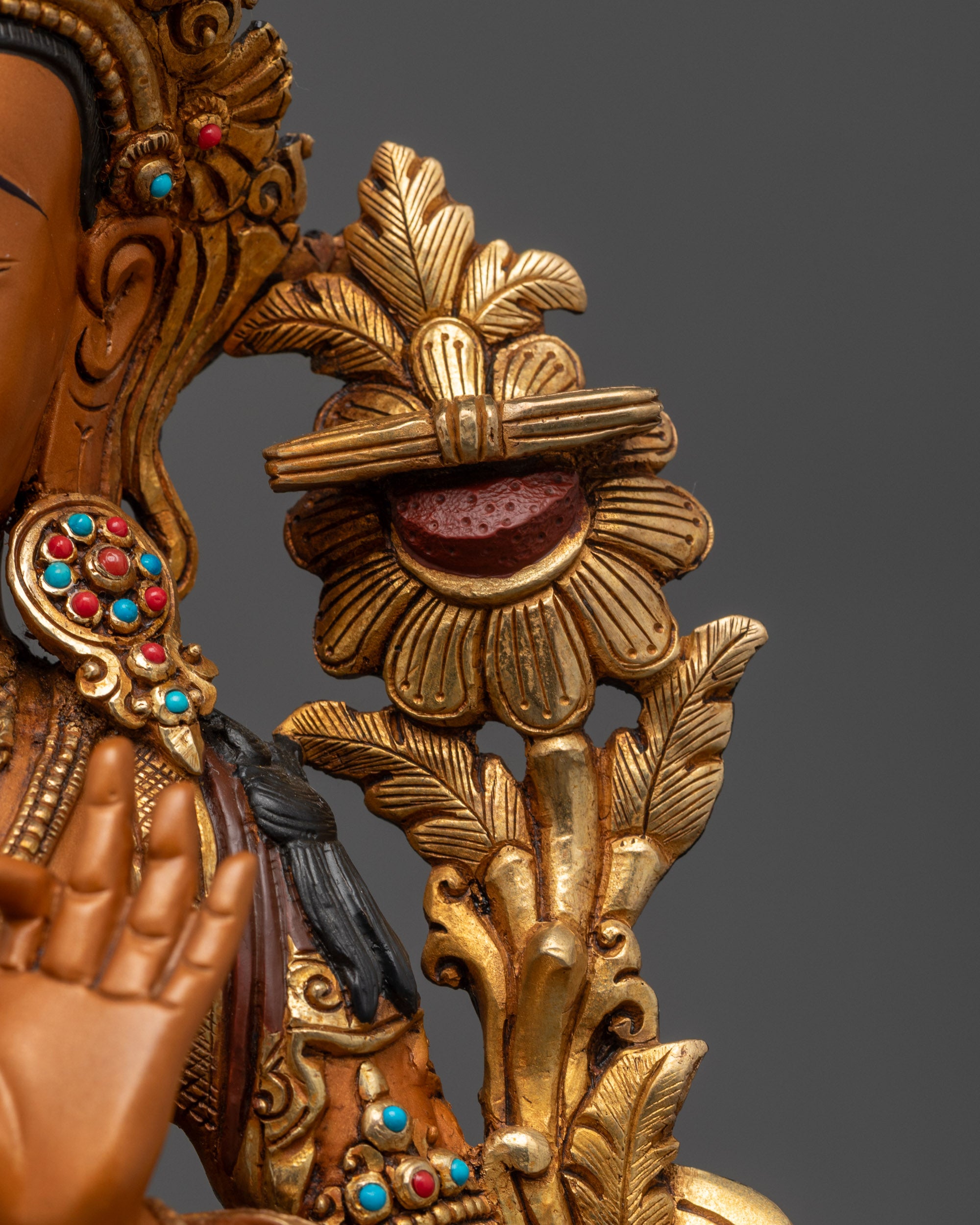 Radiant Manjushri Statue | Hand-Painted Buddhist Decor from Nepal