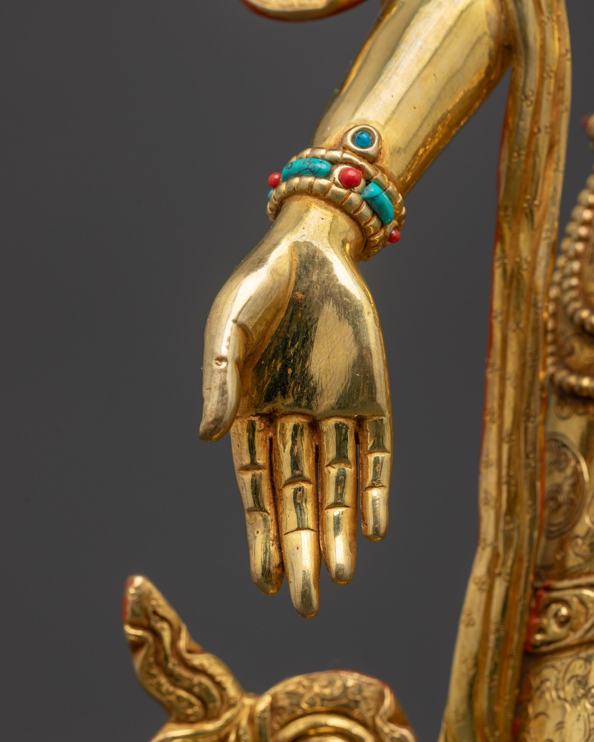 Standing Chenrezig Statue | Gold Fire-Gilded Avalokiteshvara Sculpture