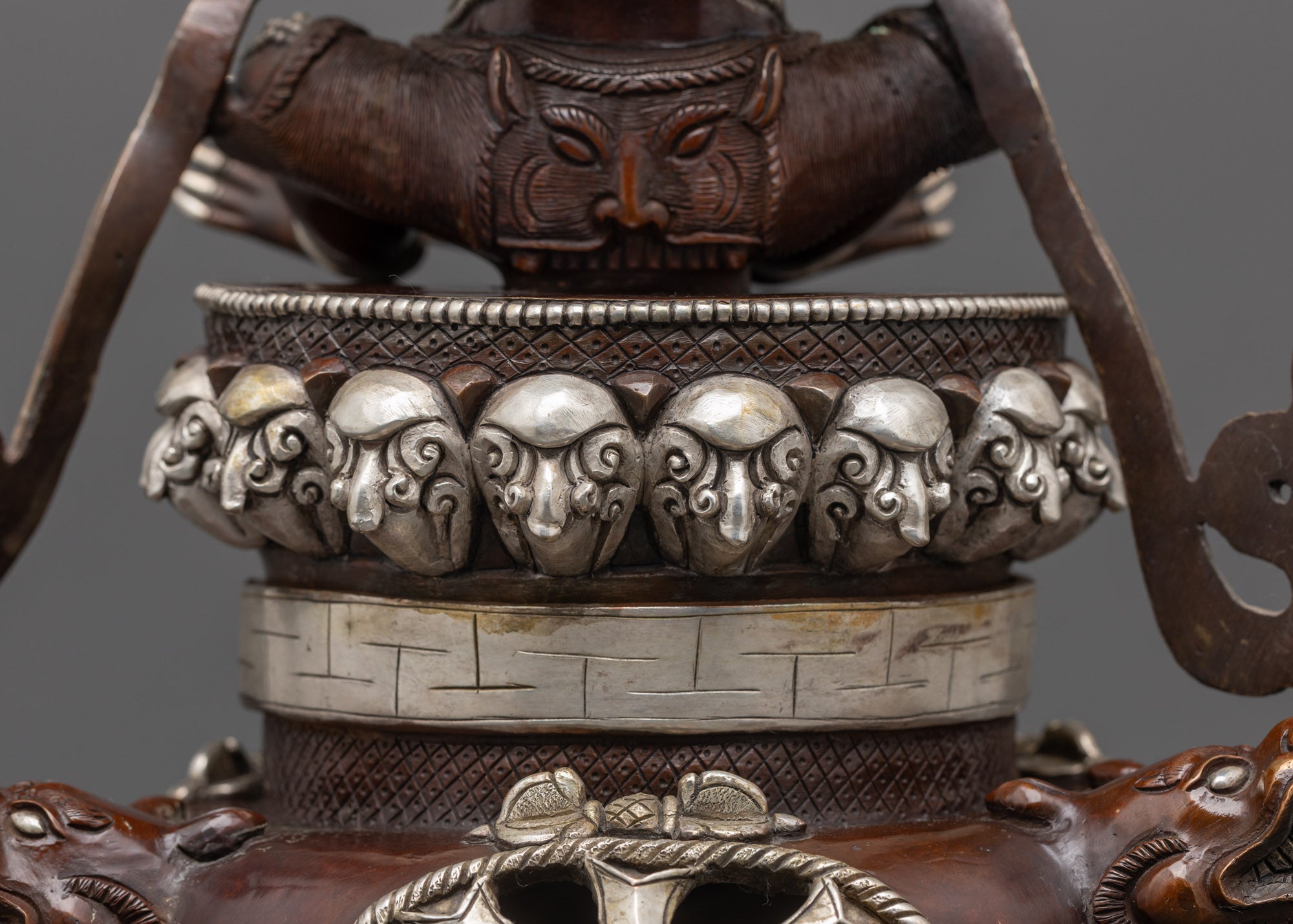 Silver-Plated Oxidized Vajradhaka Statue | Sacred Buddhist Deity