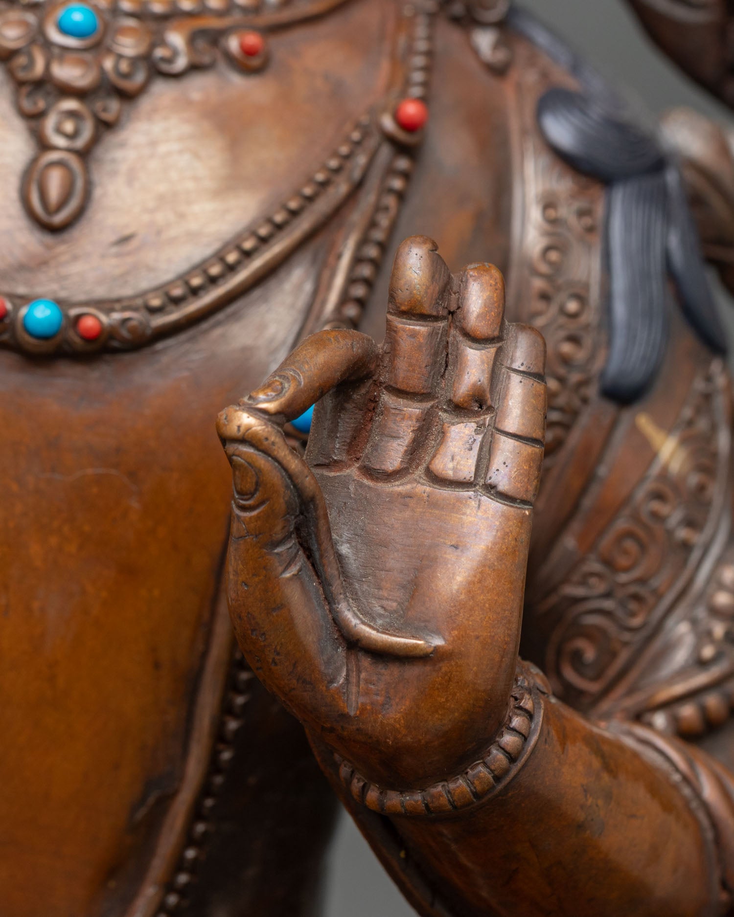 Oxidized Manjushri – Handcrafted Copper Sculpture from Nepal
