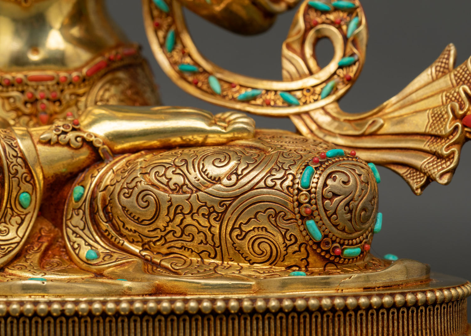 Golden Manjushri Statue | Gold Fire-Gilded Buddhist Art