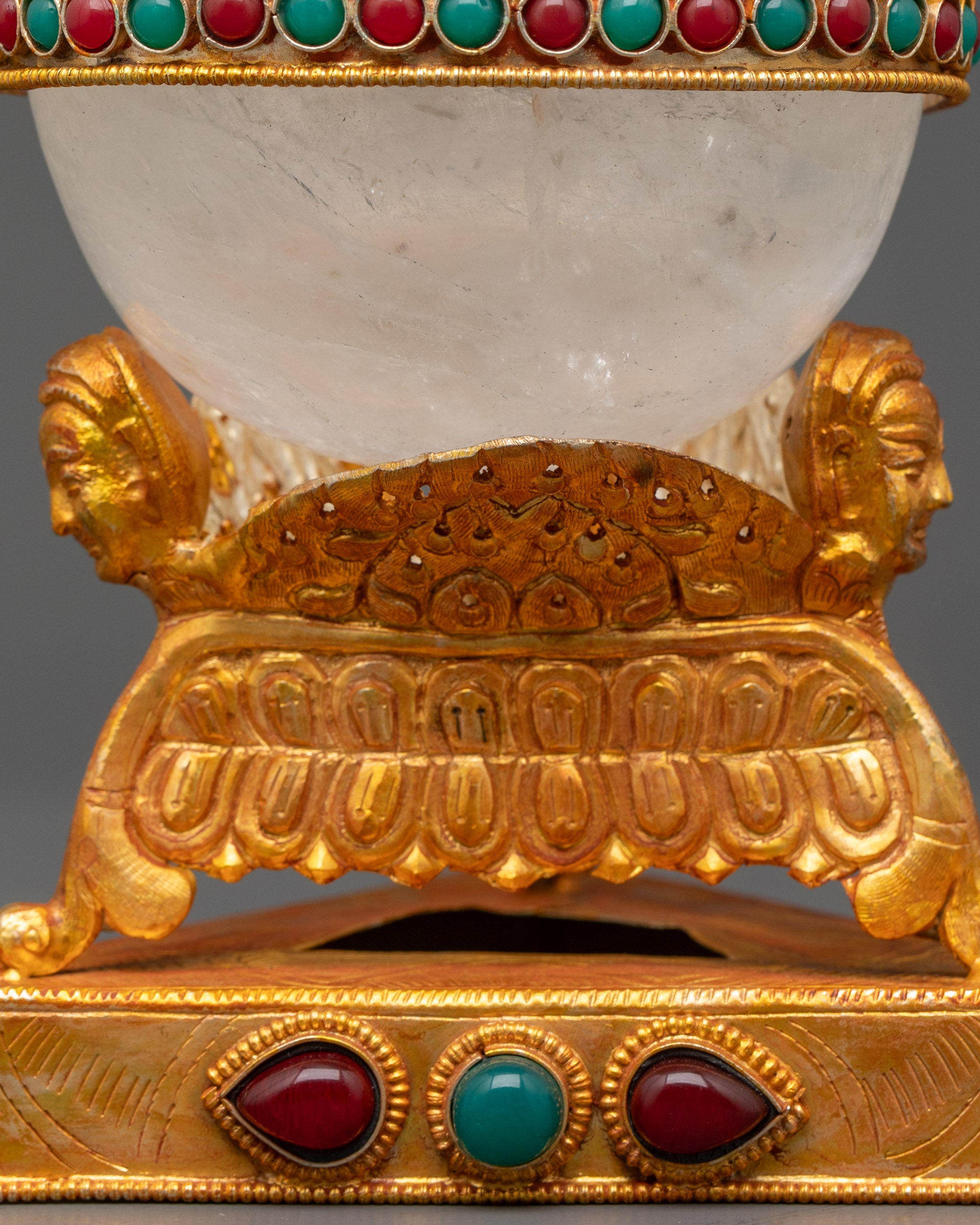 Handcrafted Crystal Skull Cup | Tibetan Kapala for Ritual Offerings