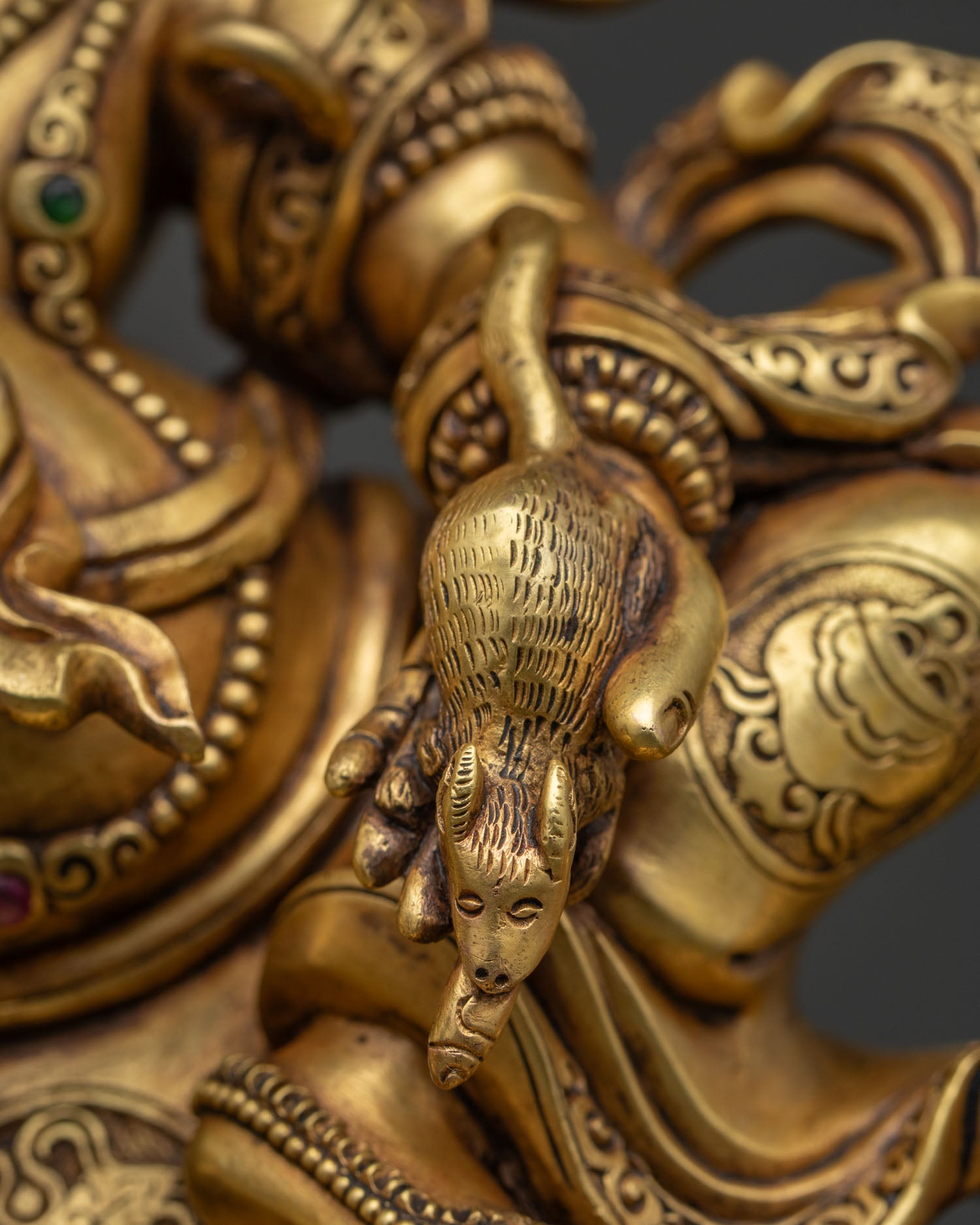 White Dzambhala Statue | Traditional Gold Fire-Gilded Buddhist Art