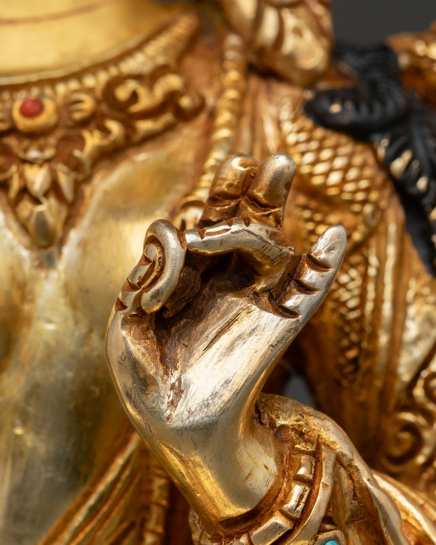 Green Tara Statue | 24K Gold Gilded Copper Artwork