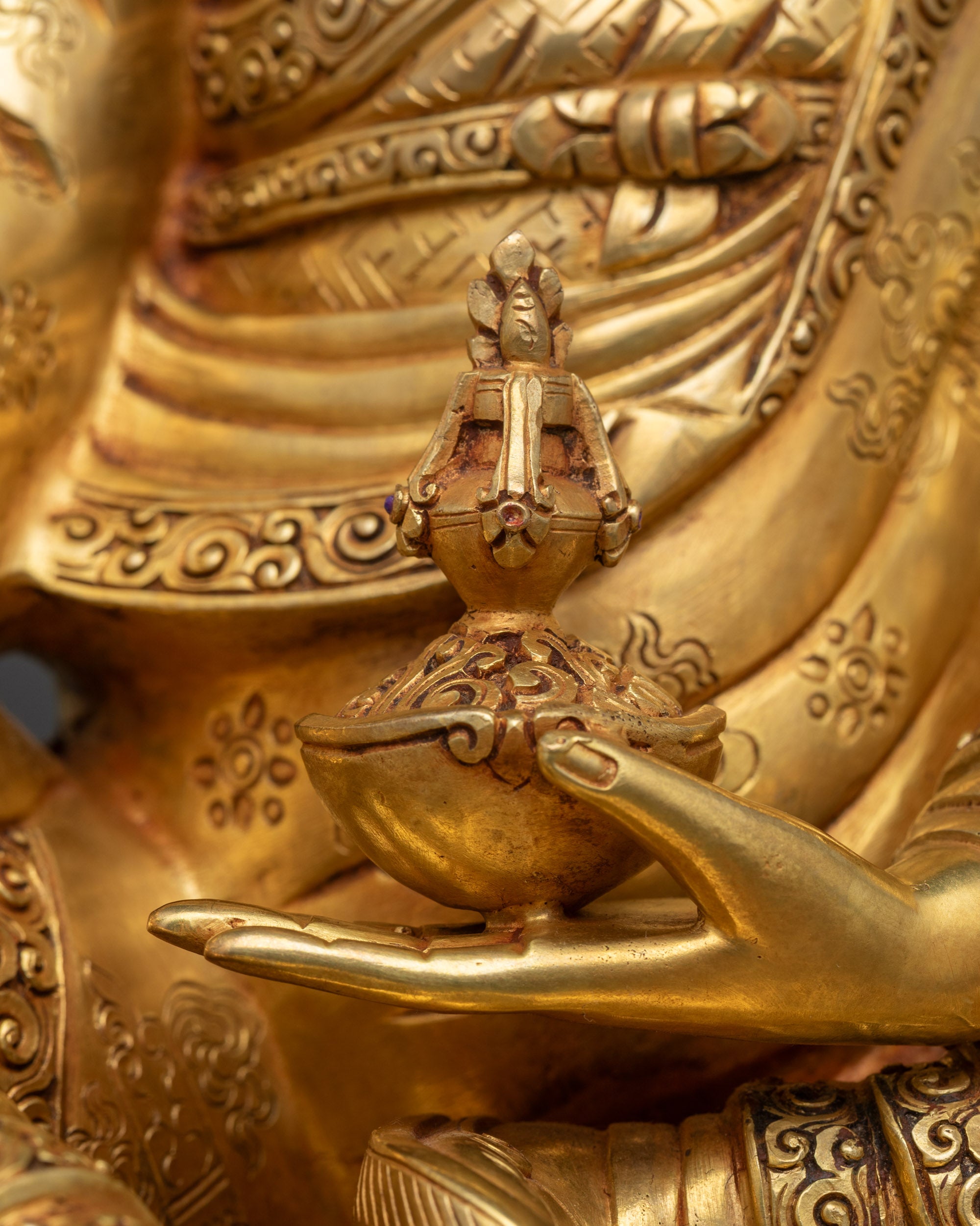 Authentic Guru Rinpoche Sculpture | Gold Fire-Gilded Buddhist Statue