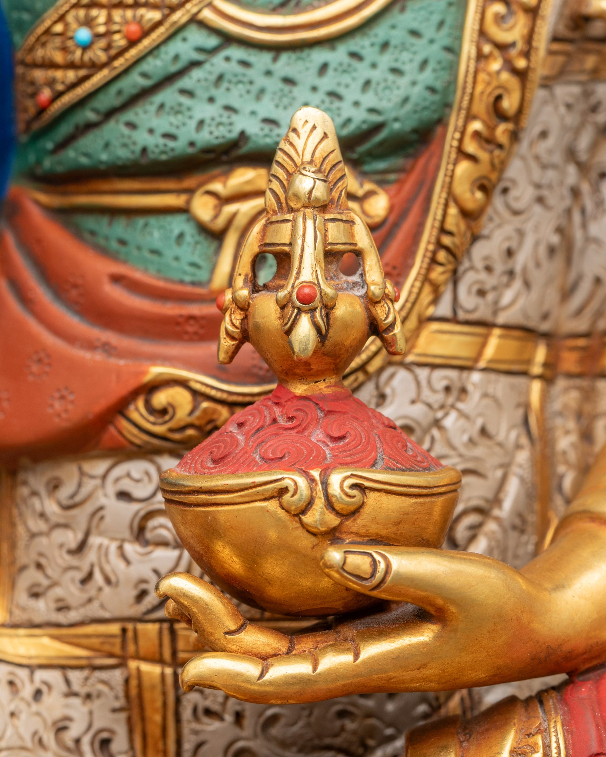 Guru Padmasambhava Copper Statue | Traditional Nepalese Sculpture
