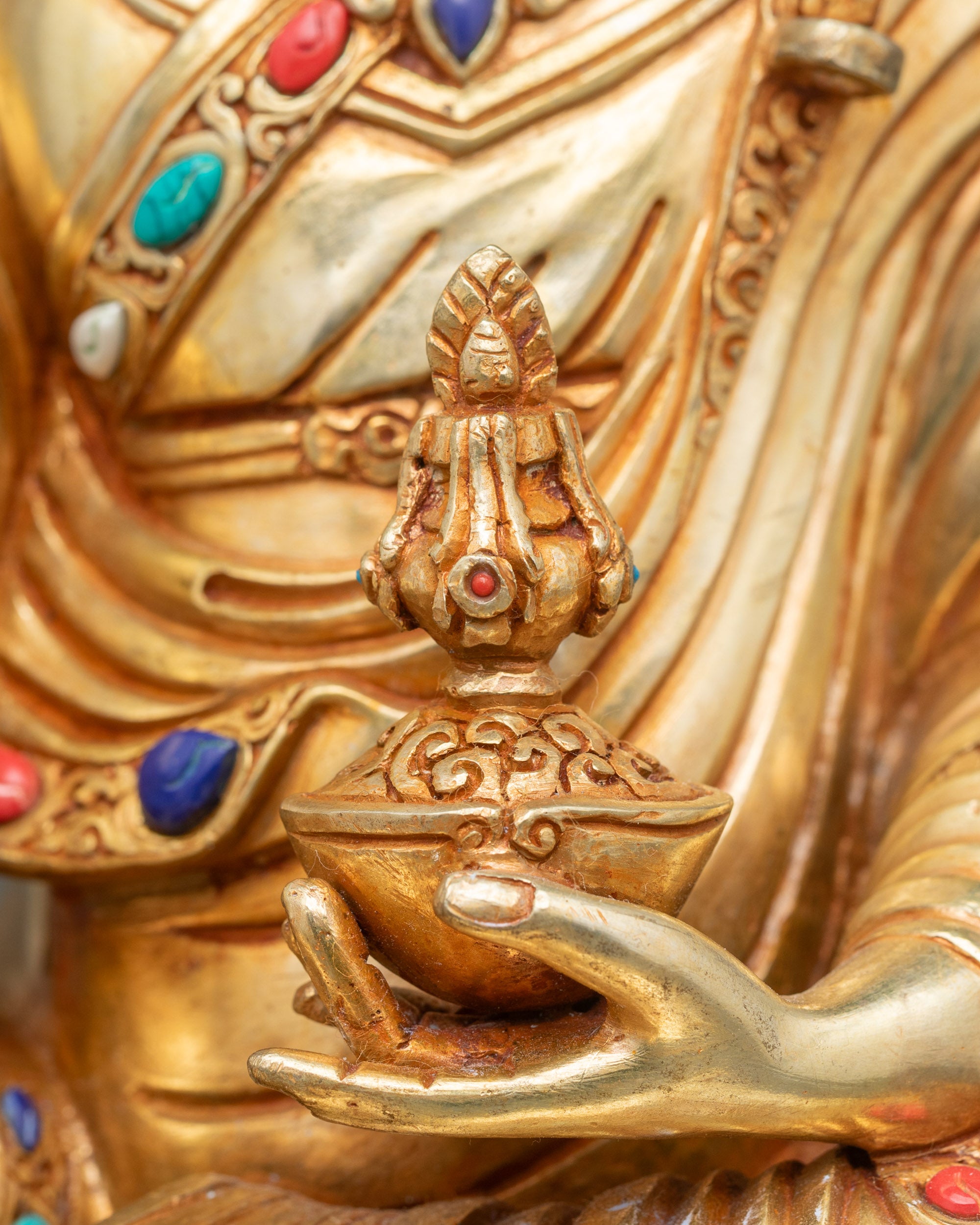 Handmade Guru Rinpoche Statue | Tibetan Buddhist Decor