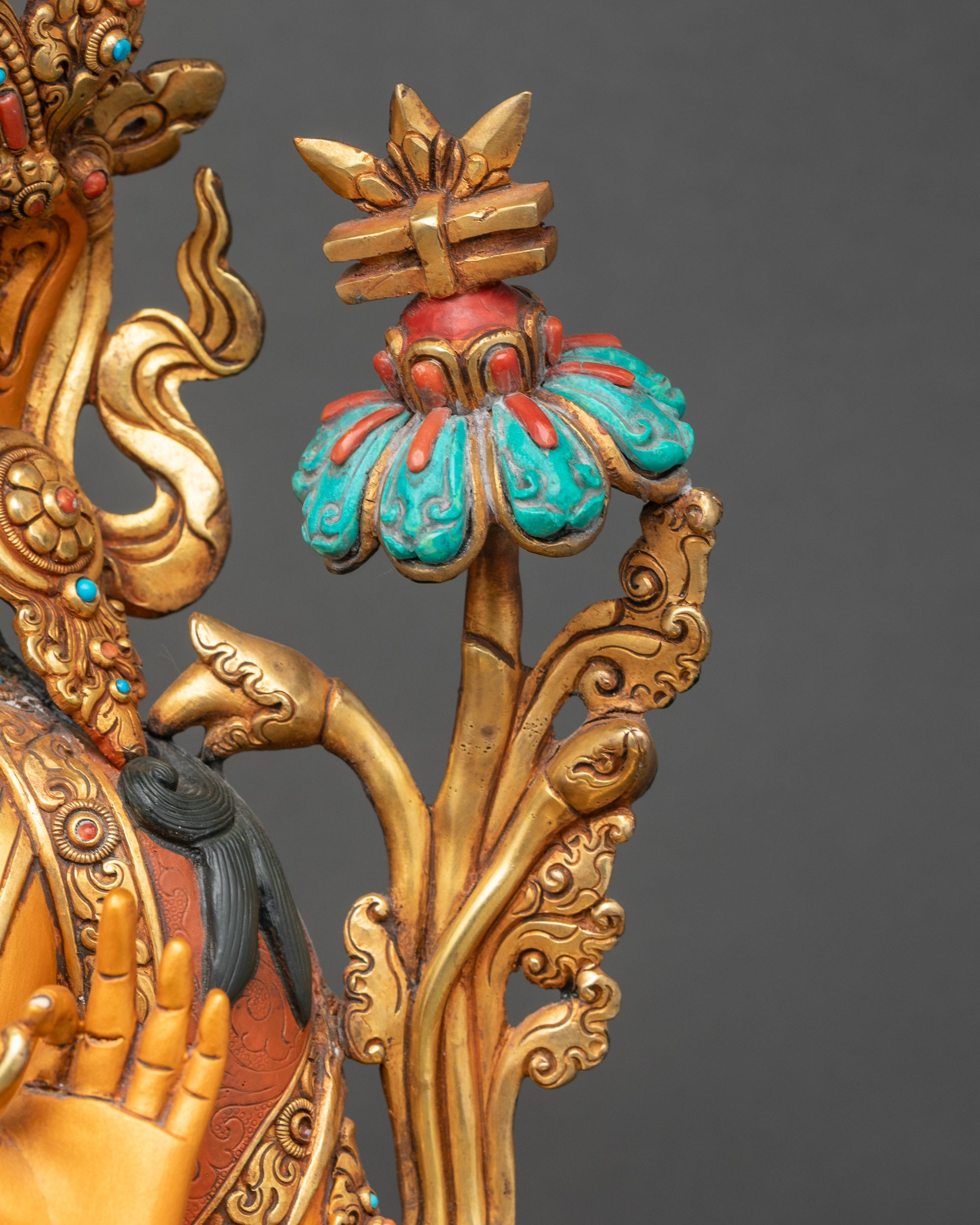 Colourful Manjushri Statue | Exquisitely Handpainted Buddhist Figurine