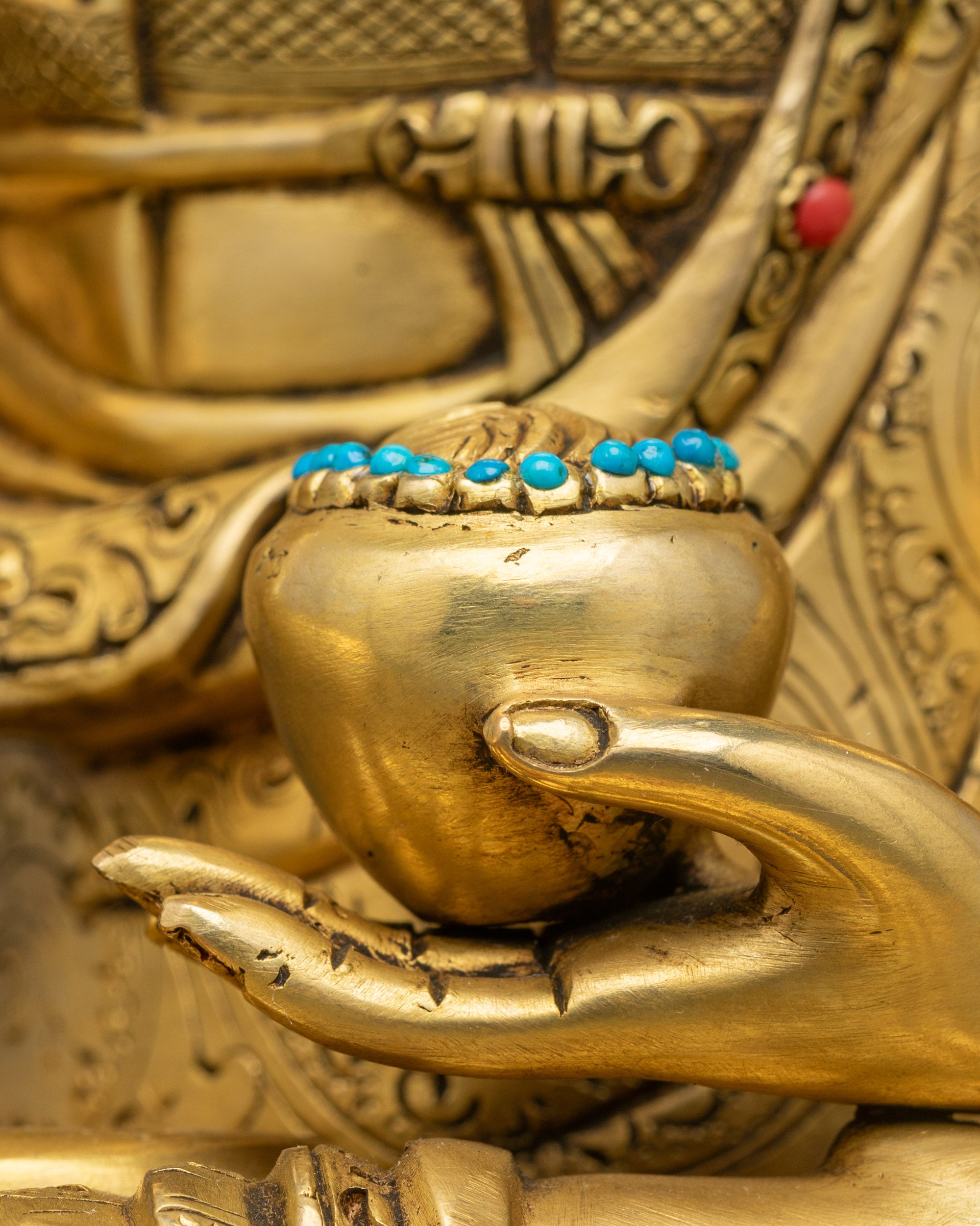 Shakyamuni Buddha Statue | Golden Lotus Meditation Icon from Nepal