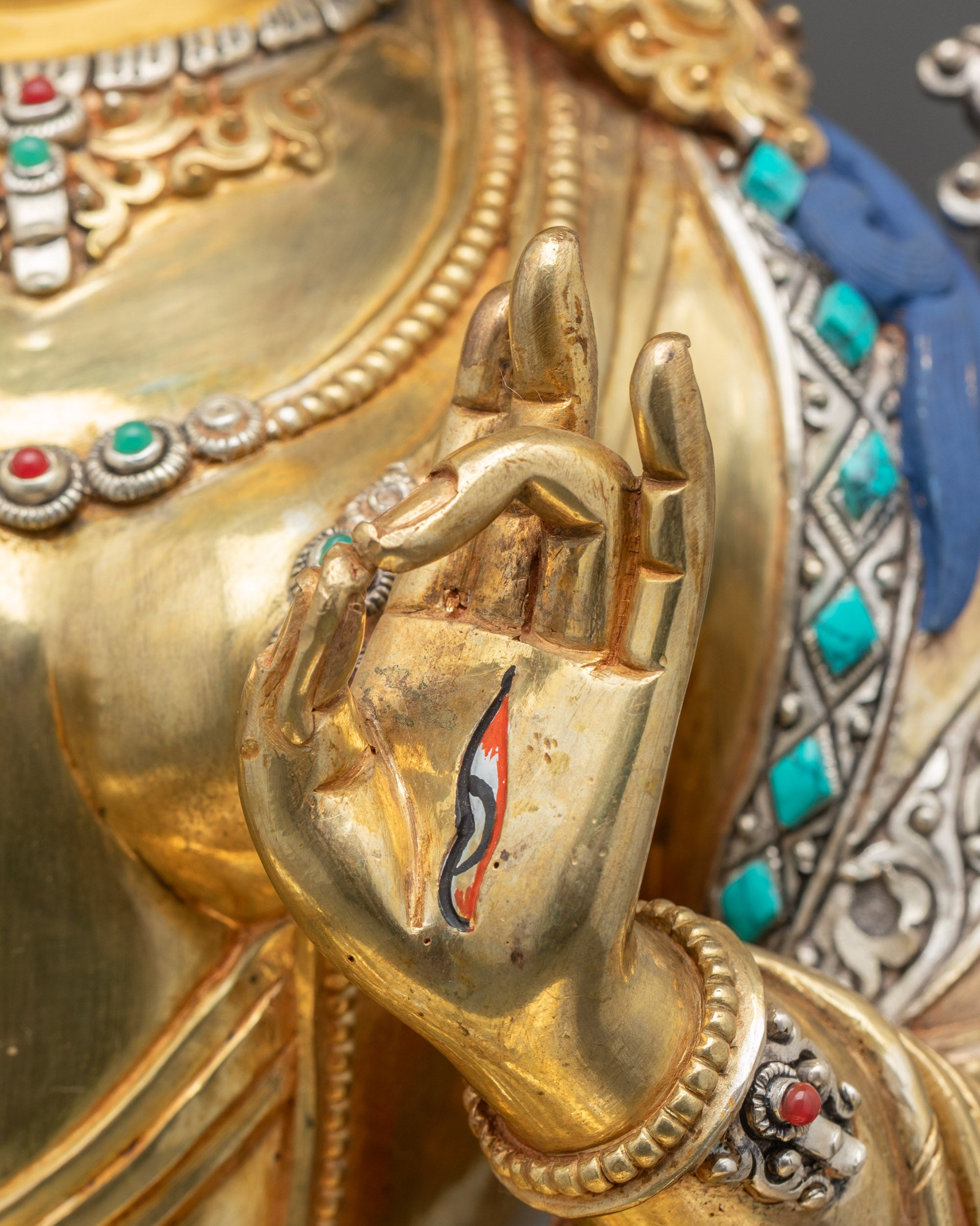 Nepalese White Tara Statue | 24K Gold Fire-Gilded Buddhist Artwork