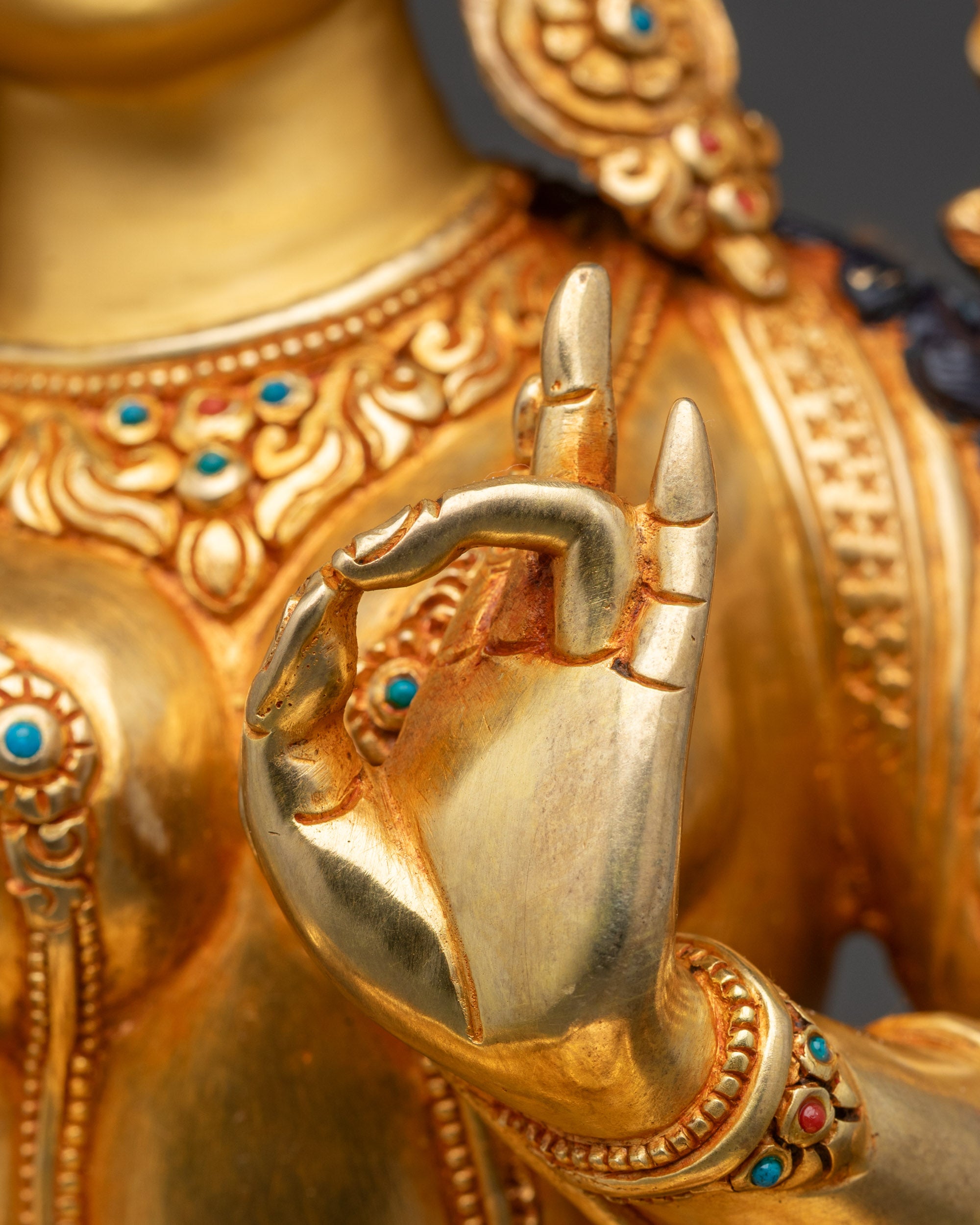 Handcrafted Green Tara Statue | Copper Himalayan Sculpture