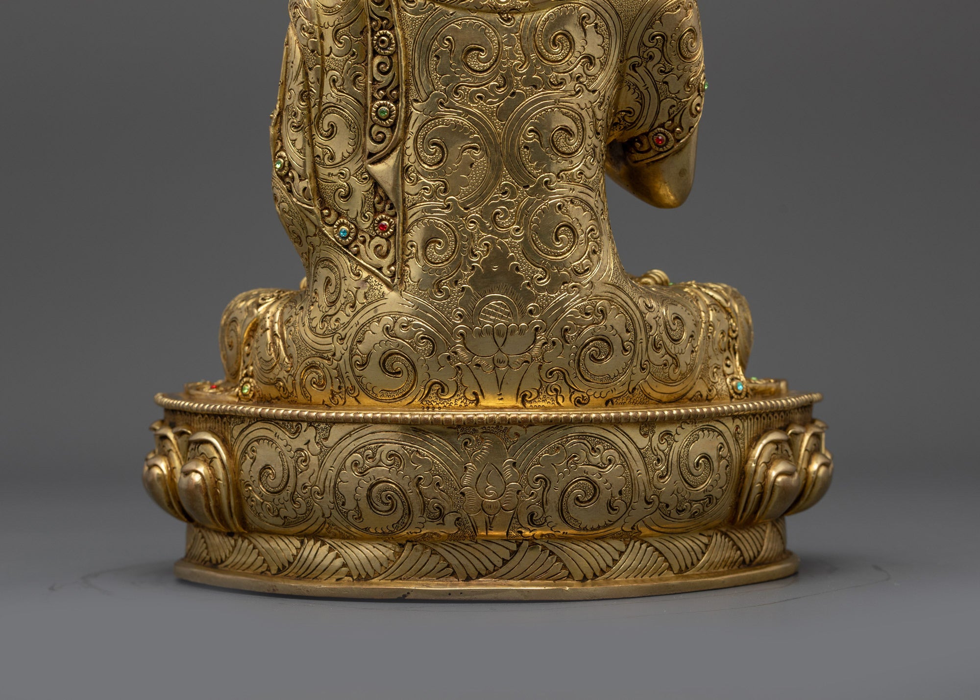 Lama Je Tsongkhapa Set Statue | 24K Gold-Gilded Gelug Master Trio