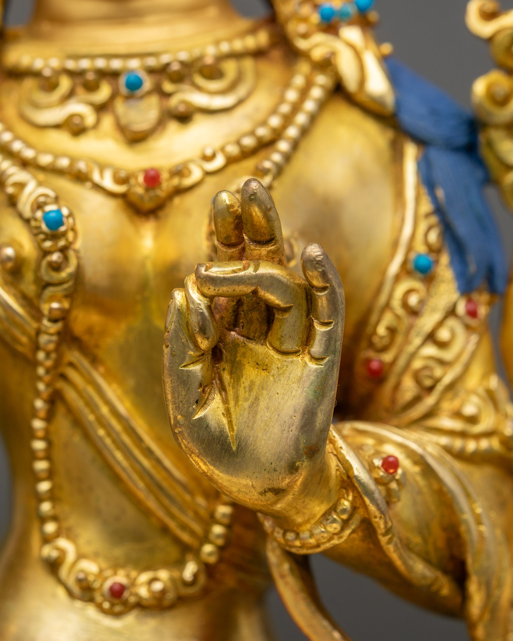 Green Tara Figurine | Himalayan Gold Fire-Gilded Meditation Idol