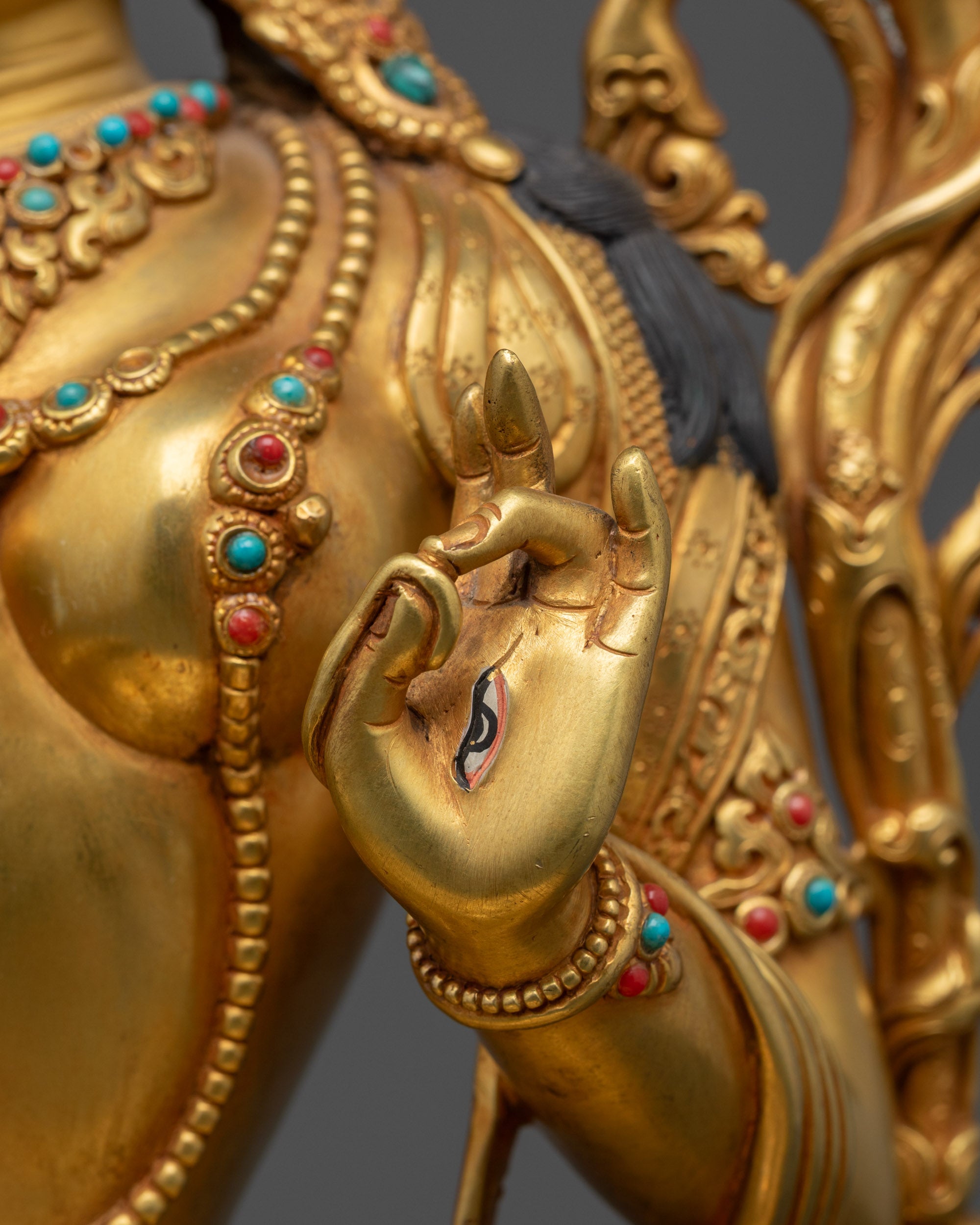 Seven-Eyed White Tara Sculpture | Longevity & Peaceful Energy Decor