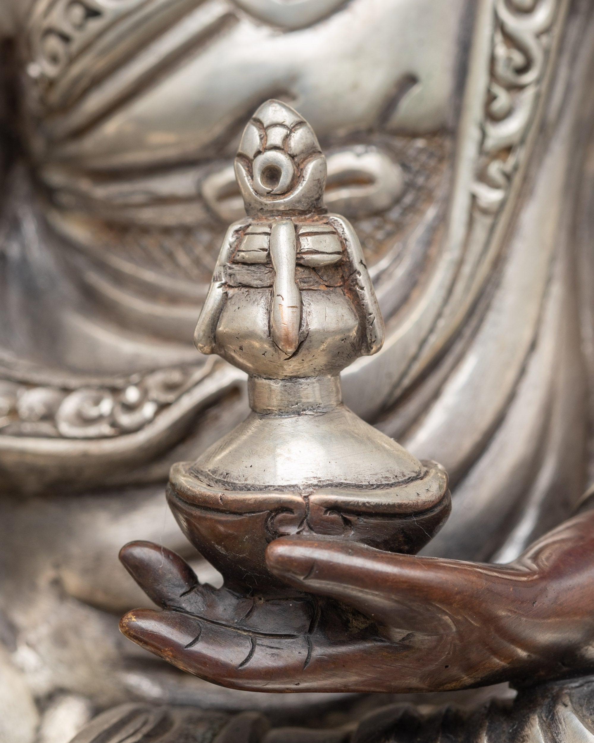 Oxidized Guru Padmasambhava Sculpture | Handicrafted Nepalese Statue
