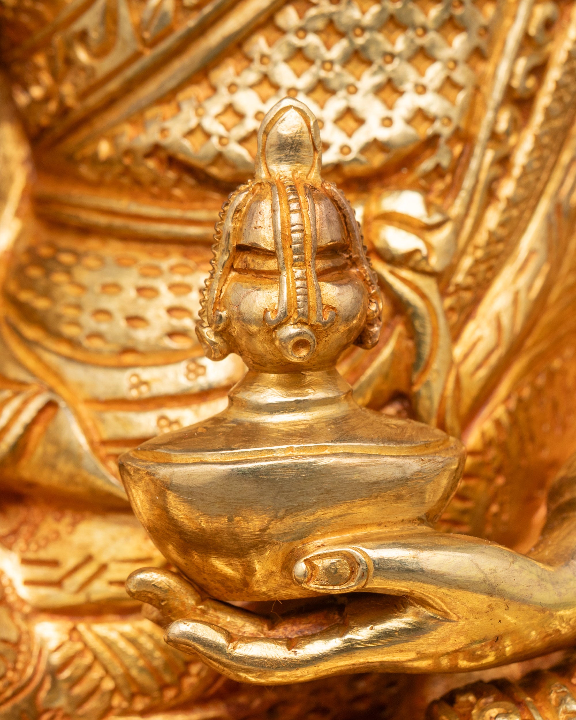 Guru Rinpoche Statue | Handcrafted Copper and Gold Buddhist Sculpture