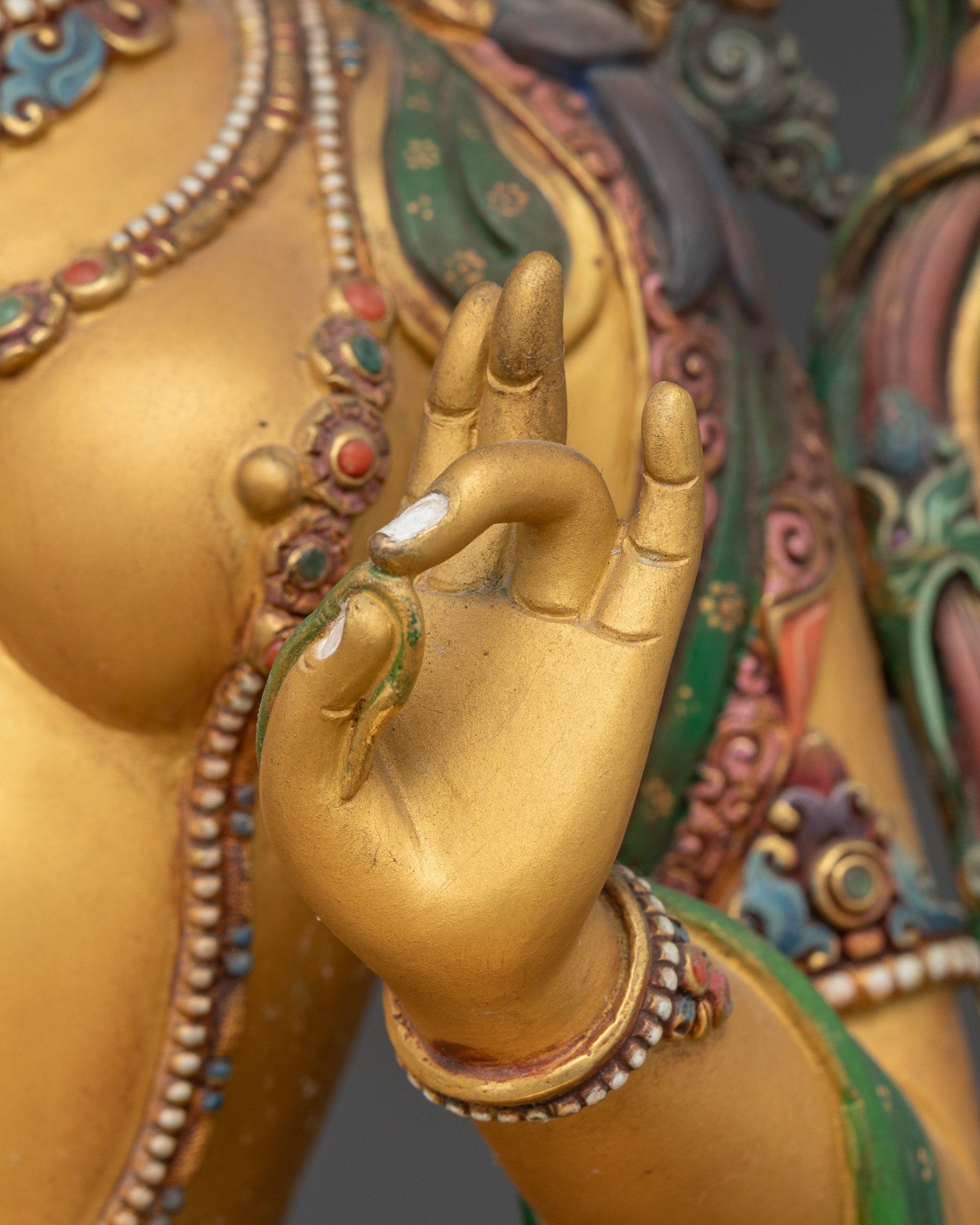 Green Tara Figurine | Lost-Wax Casted Copper Statue from Nepal