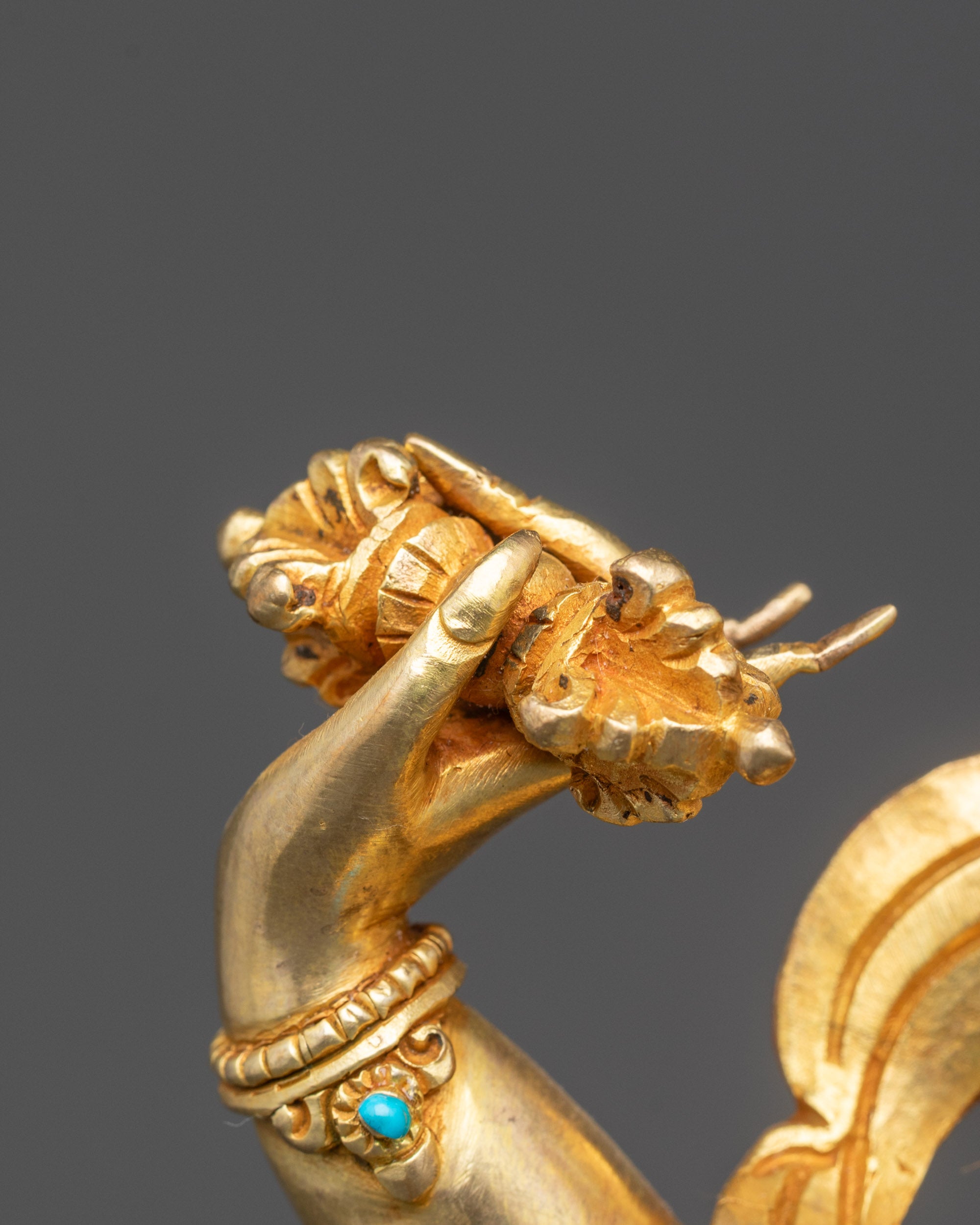 Gold-Gilded Vajrapani Statue | Sacred Bodhisattva of Spiritual Might