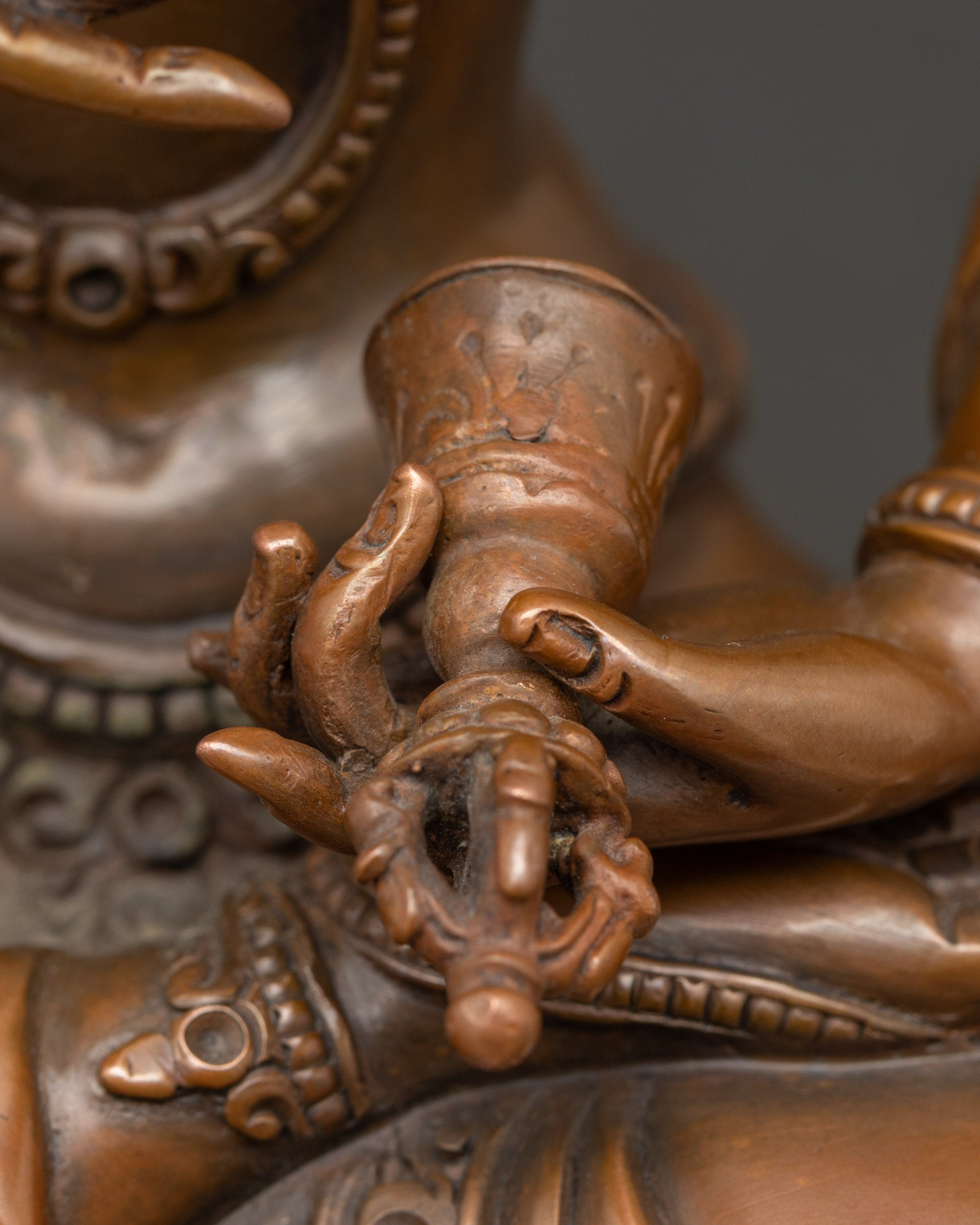 Vajrasattva Buddhist Altar Sculpture | Nepalese Copper Handcrafted Art