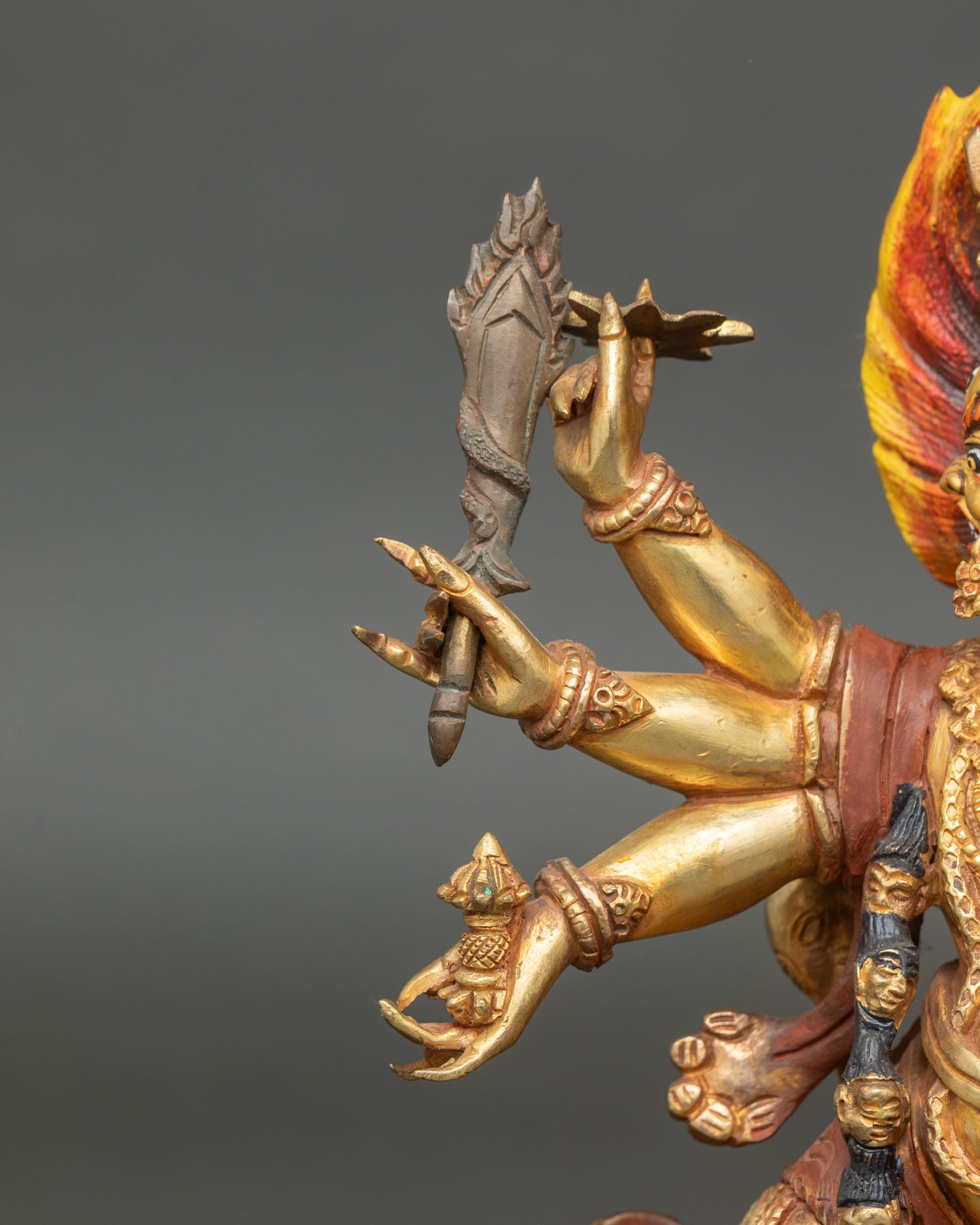 Six Armed Mahakala Statue - Sacred Himalayan Protector Art