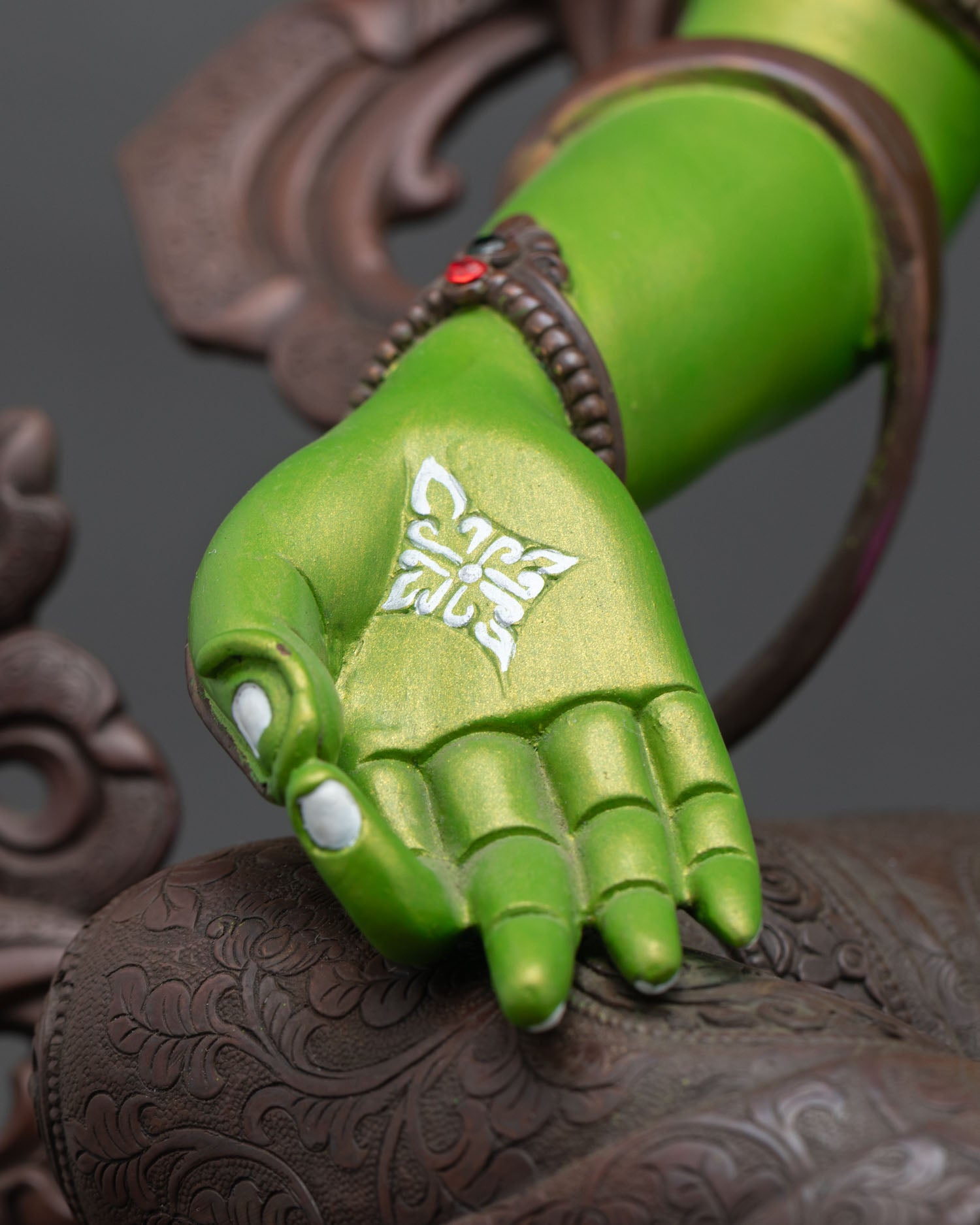 Vibrant Green Tara Statue | Goddess of Compassion Figurine