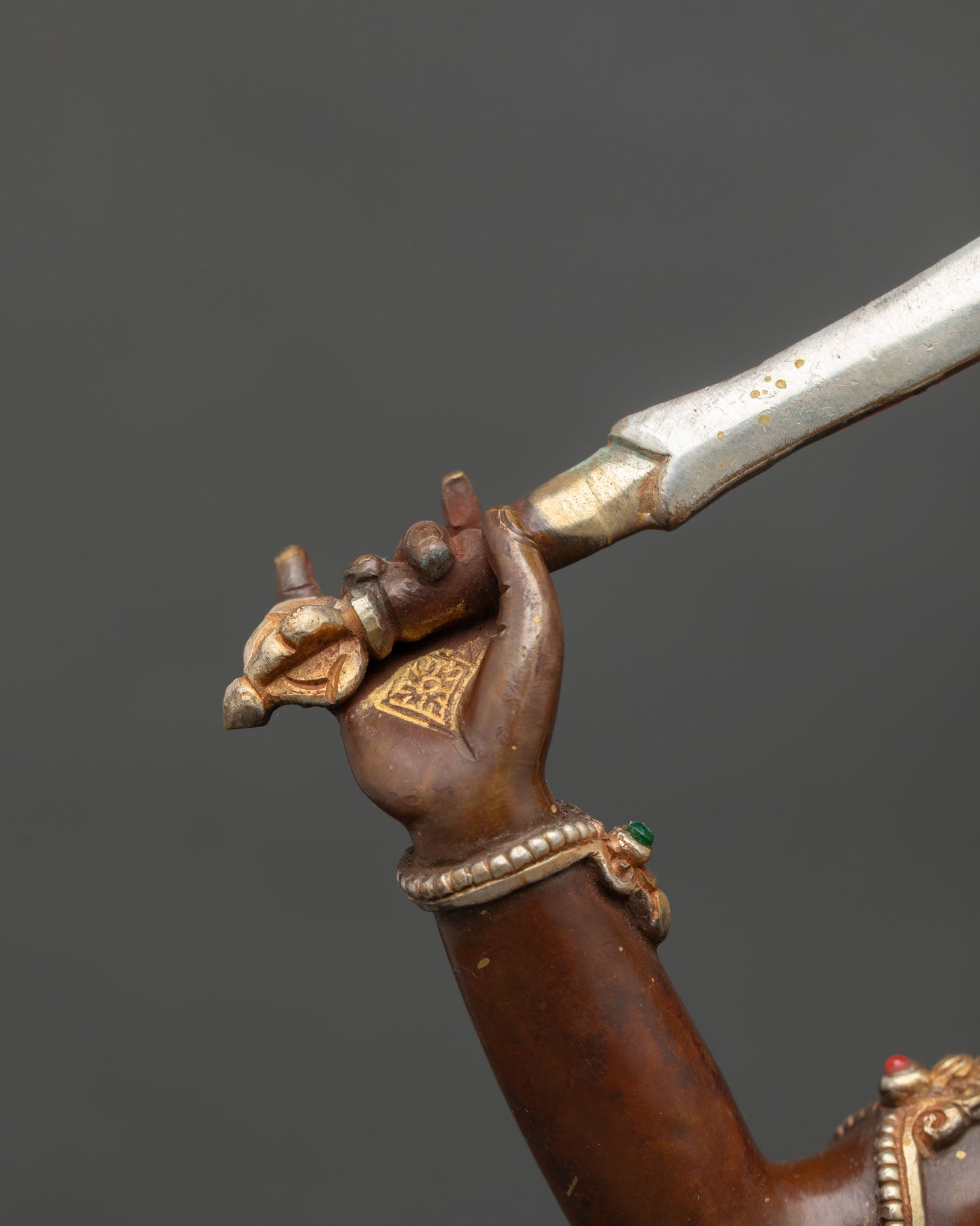 Oxidized Copper Manjushri Statue | Wisdom Deity Artwork