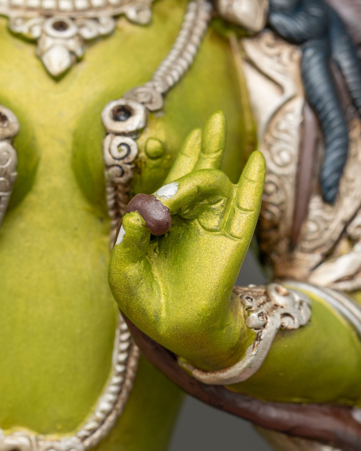 Green Tara Deity Statue | Hand-Painted Buddhist Figurine
