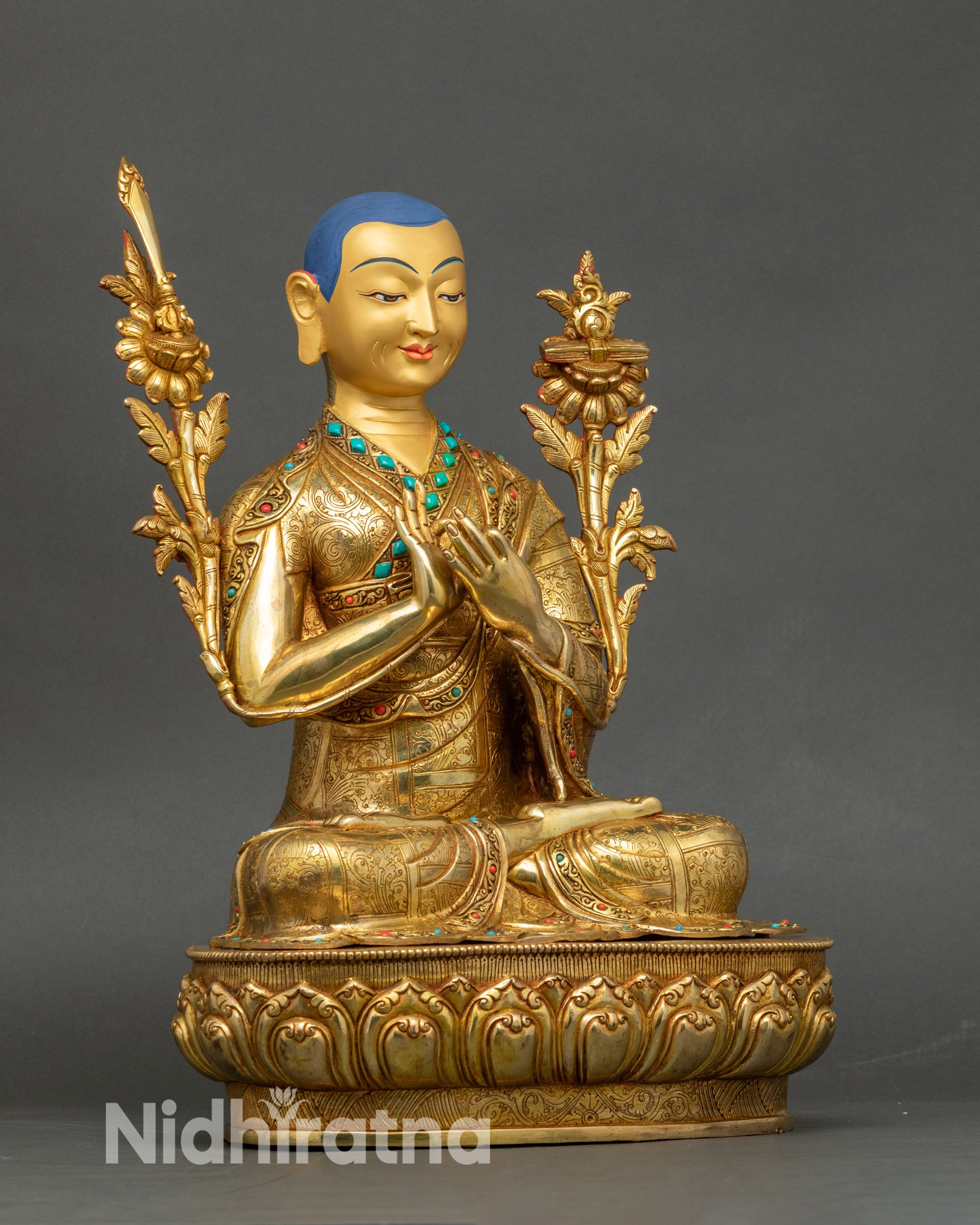 Buddhist Master Tsongkhapa - Handmade Statue Set from Nepal