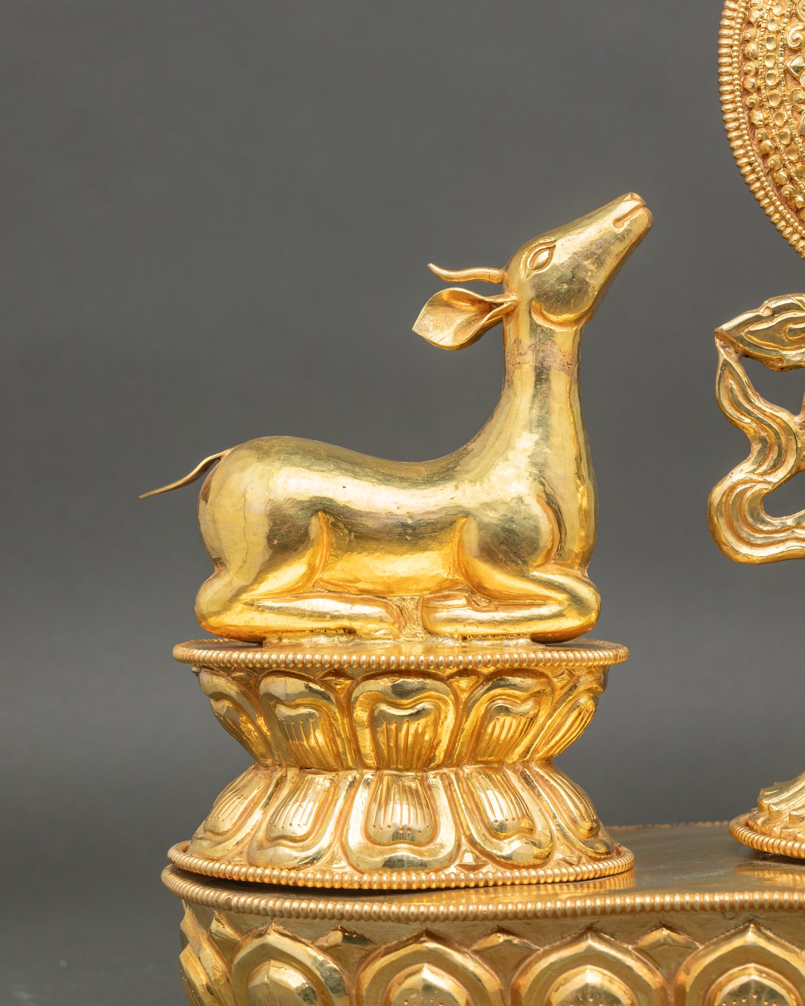 Dharma Chakra with Two Deer – Sacred Buddhist Decor from Nepal