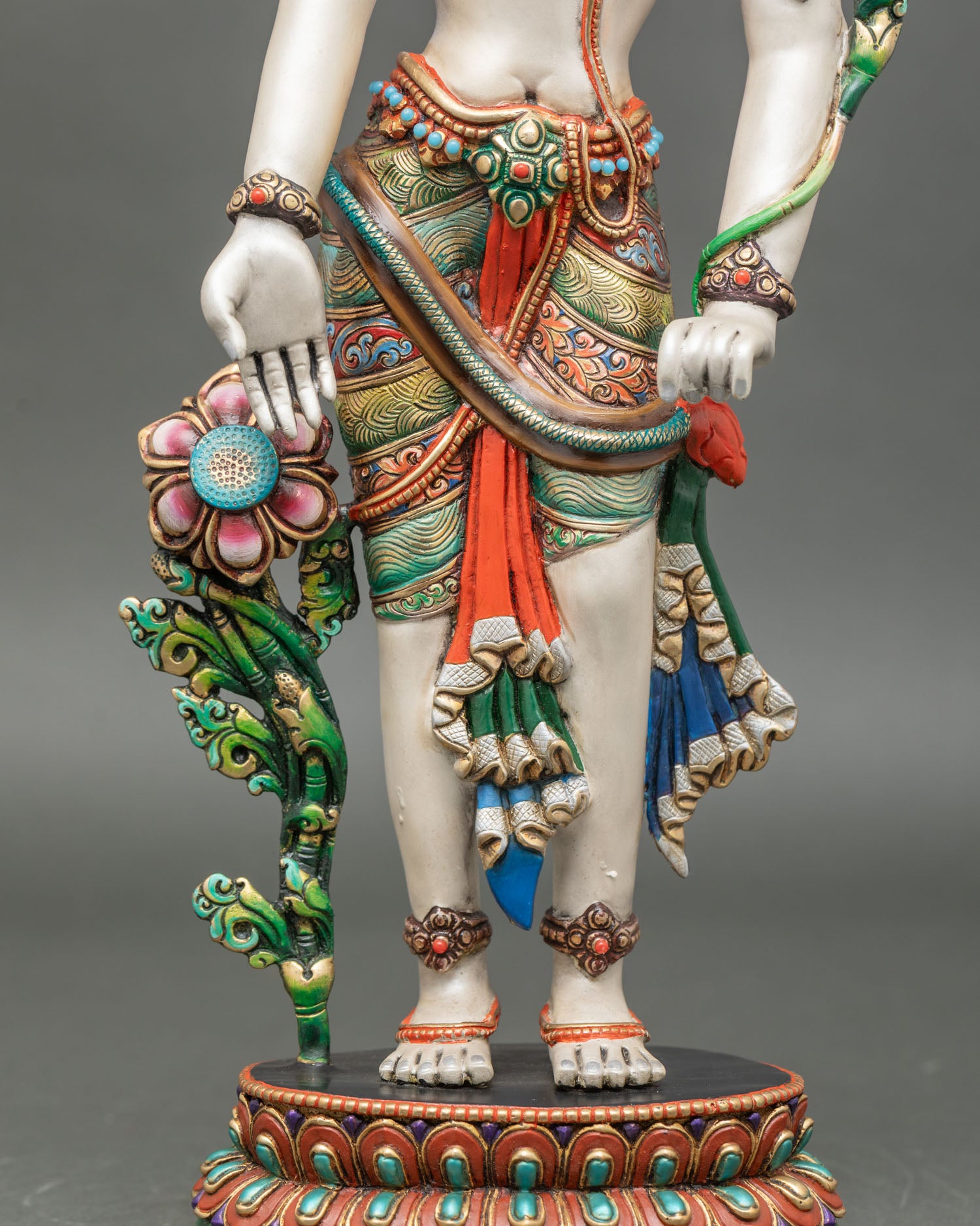Standing Chenrezig Statue | Colorful Nepali Buddhist Art