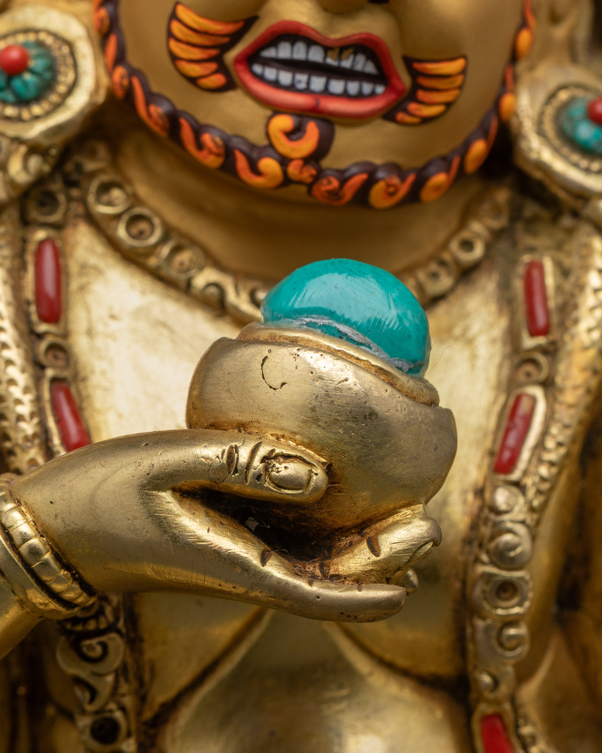 Exquisite 24K Gold-Gilded Black Dzambhala Statue | Deity of Wealth
