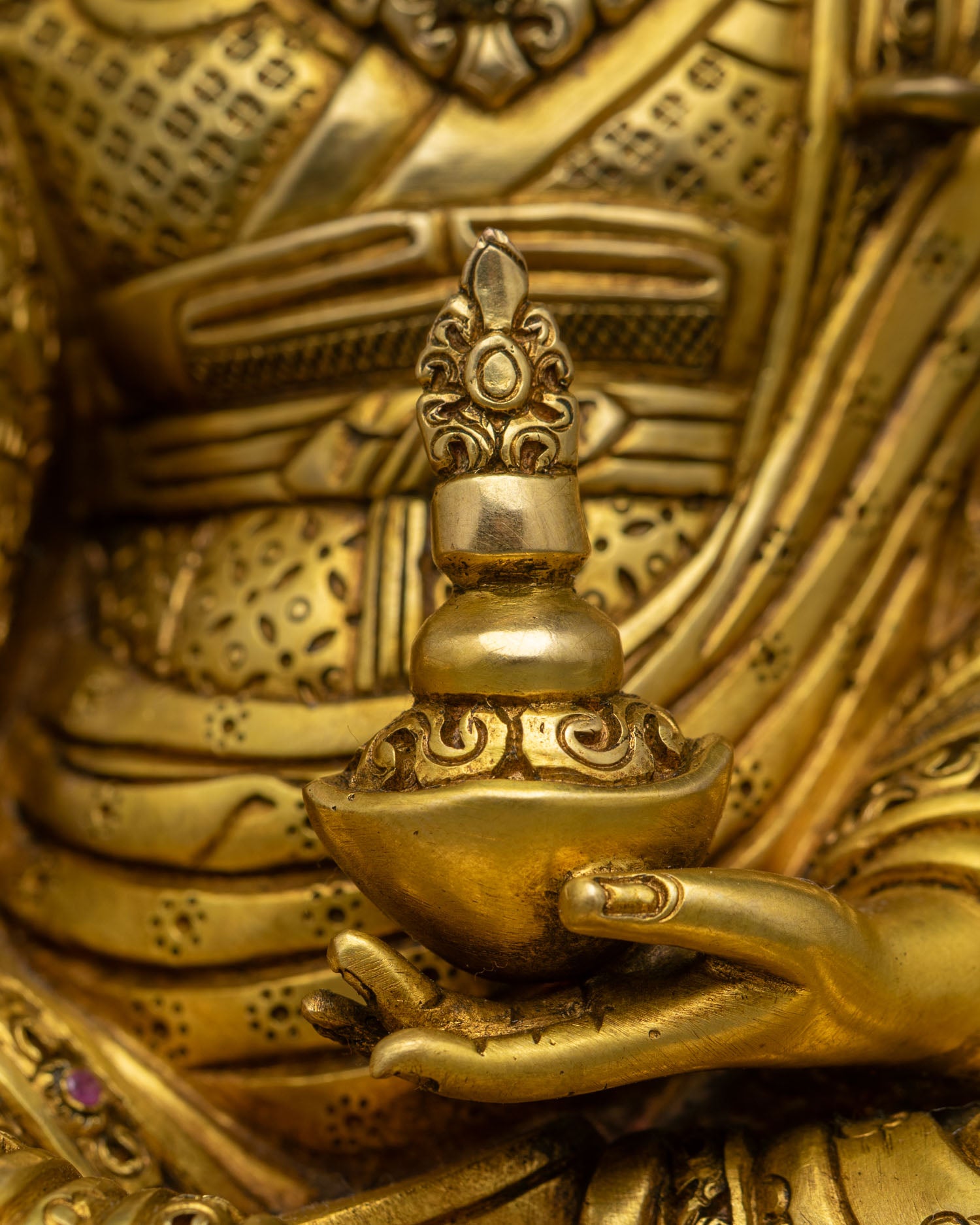 Guru Rinpoche Statue | 24K Gold-Fire Gilded Copper Art