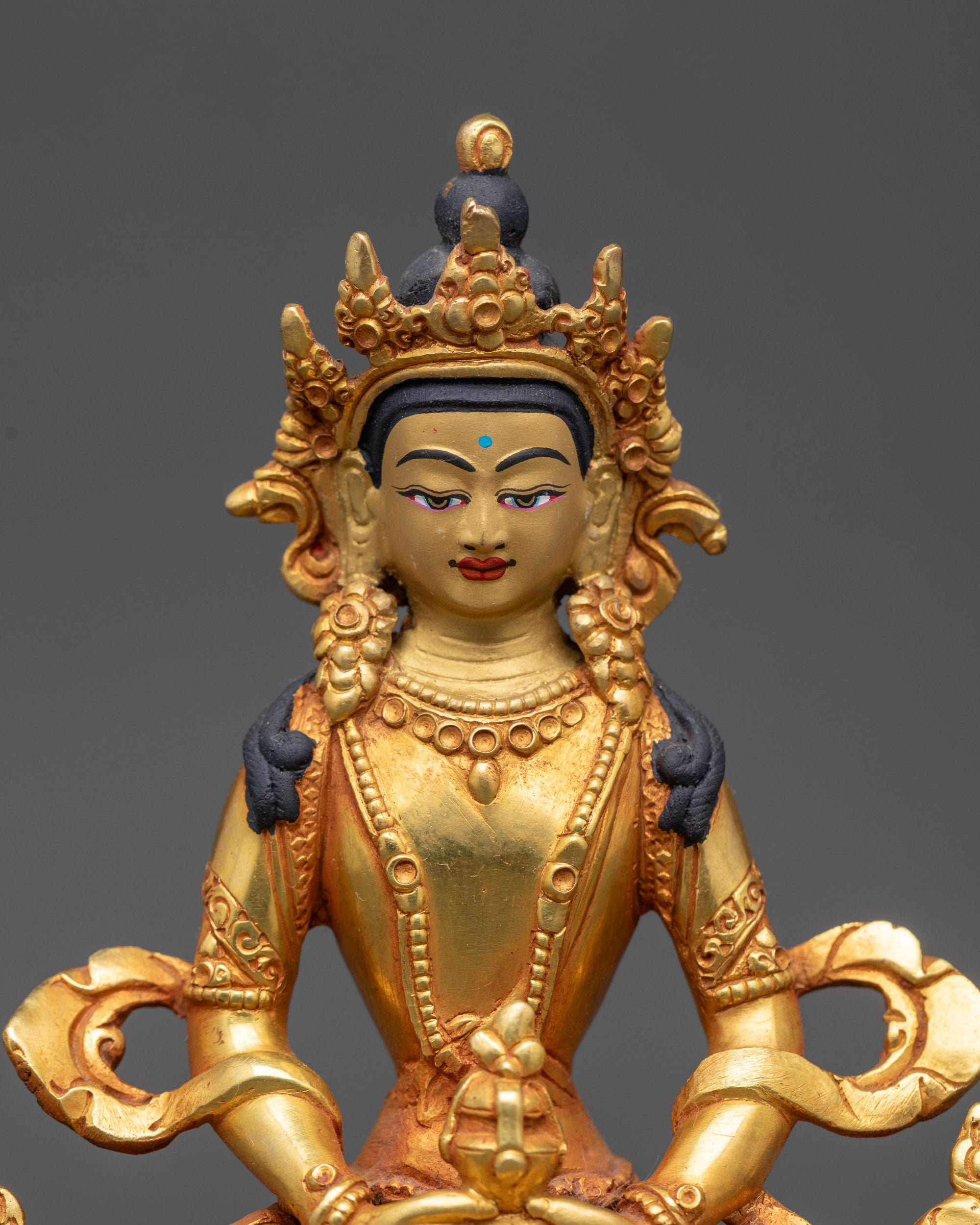 Tibetan Amitayus Statue | 24K Gold-Gilded Buddha for Longevity