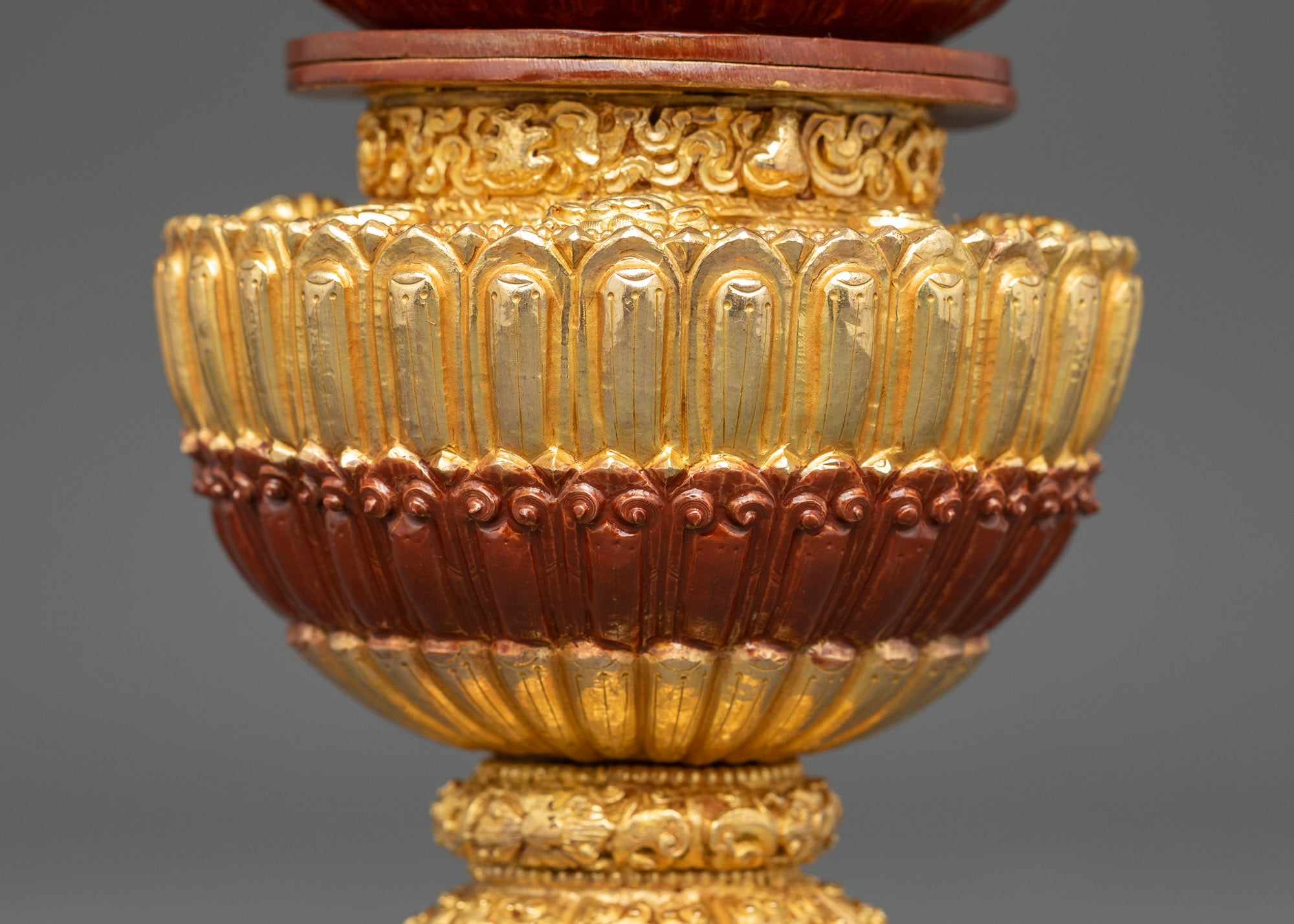 Sacred Neshi Rice Pot | Gold-Plated Copper Rice Offering Vessel