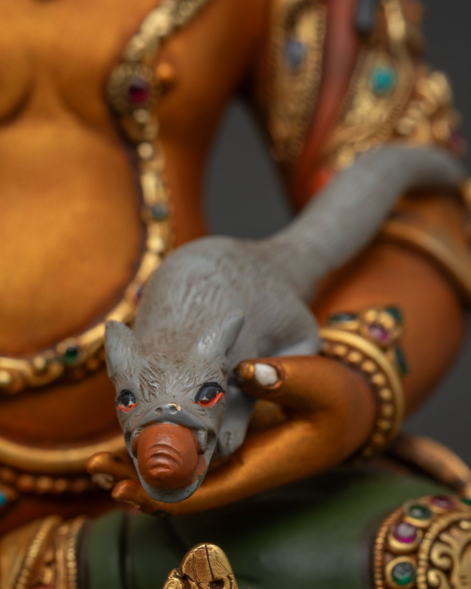 Adorable Gold Dzambhala Statue | Hand-Painted Buddhist Icon