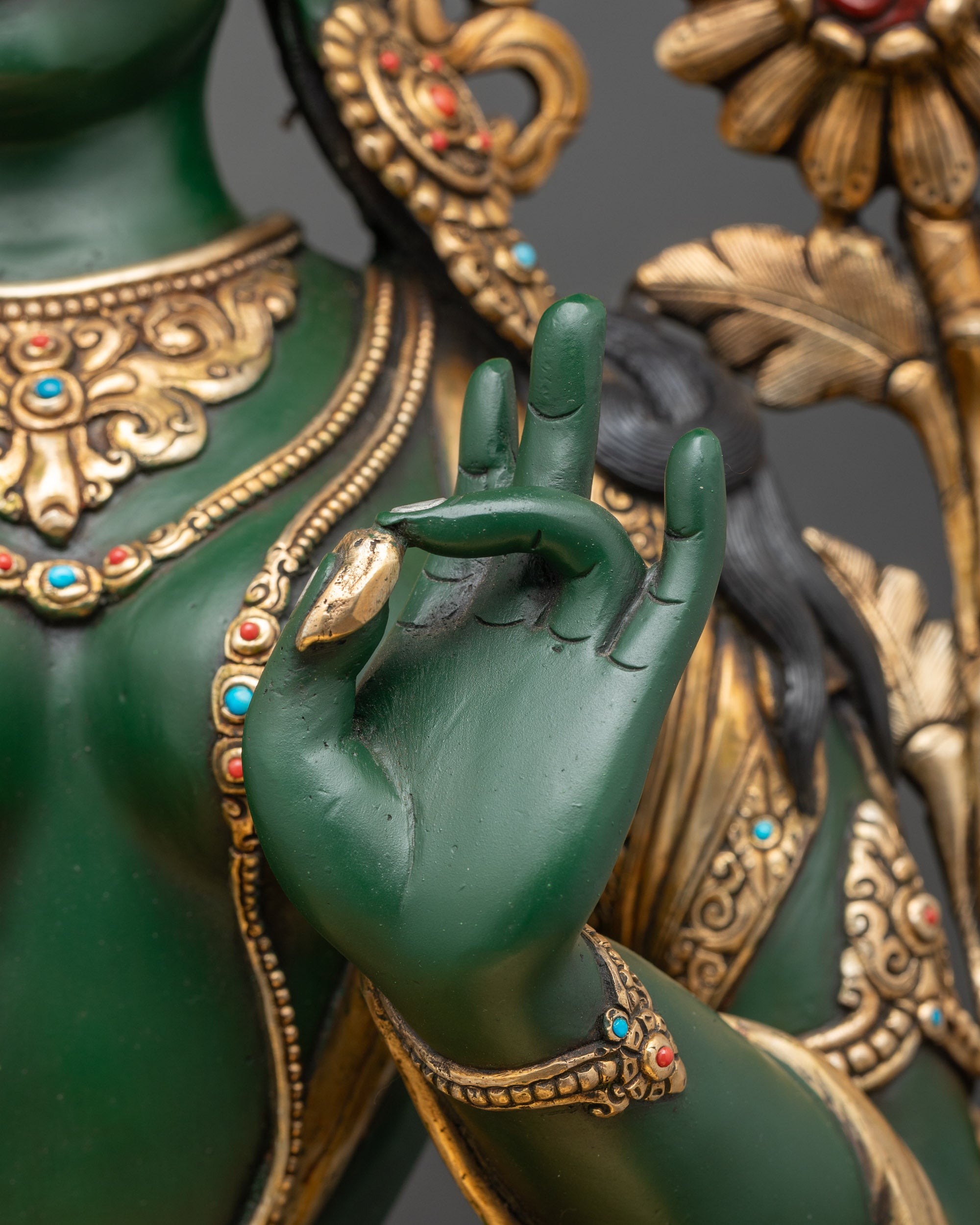 Savior Mother Green Tara Statue | Hand-painted Goddess of Compassion