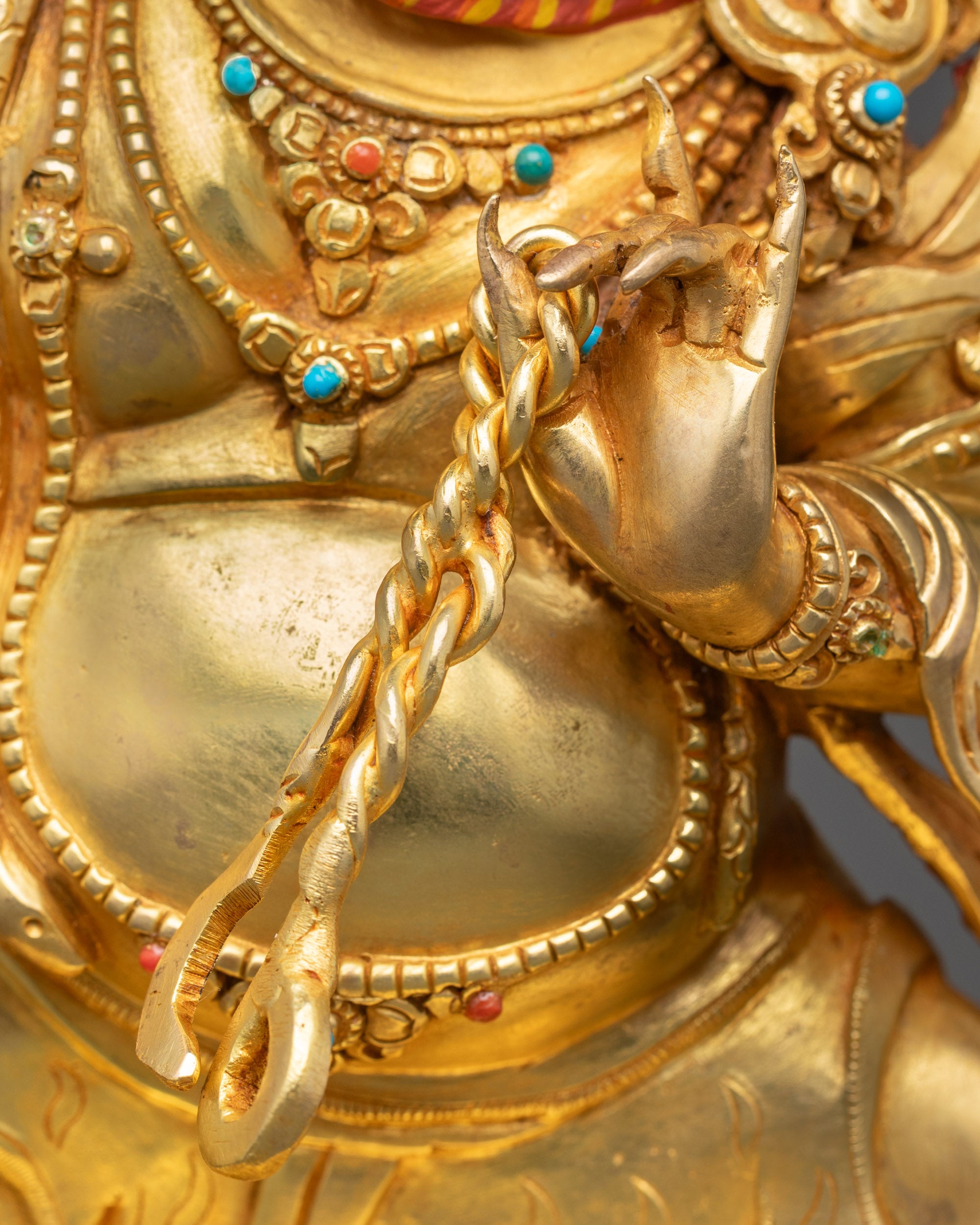 Gold-Gilded Vajrapani Statue | Sacred Bodhisattva of Spiritual Might
