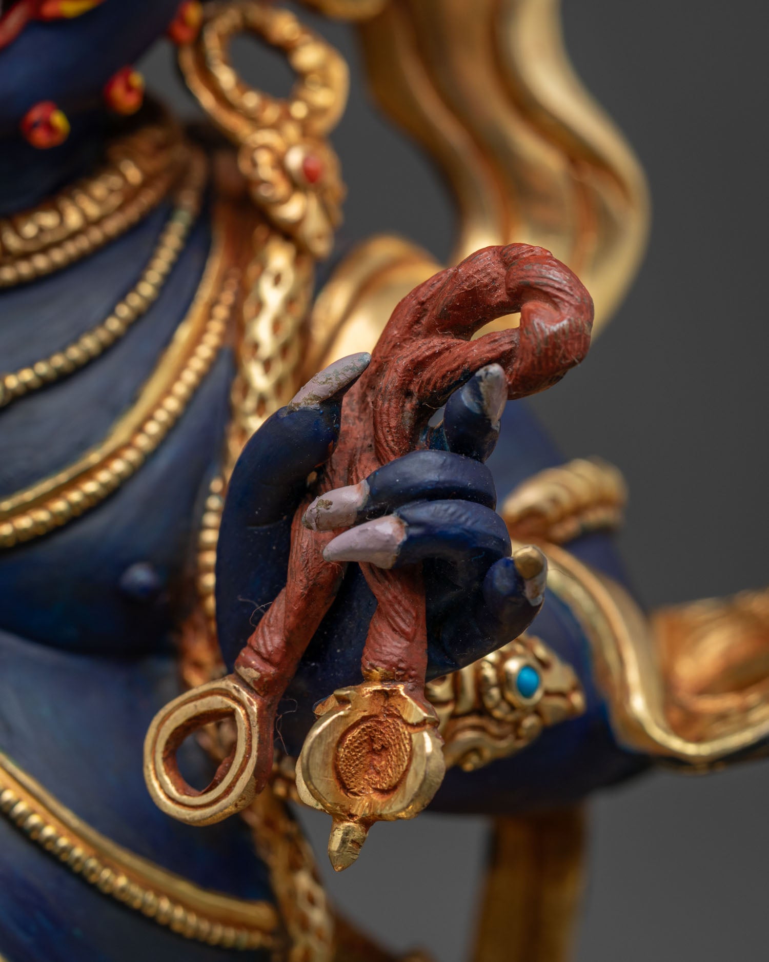 Acrylic-Painted Vajrapani Statue | Tibetan Buddhist God of Power
