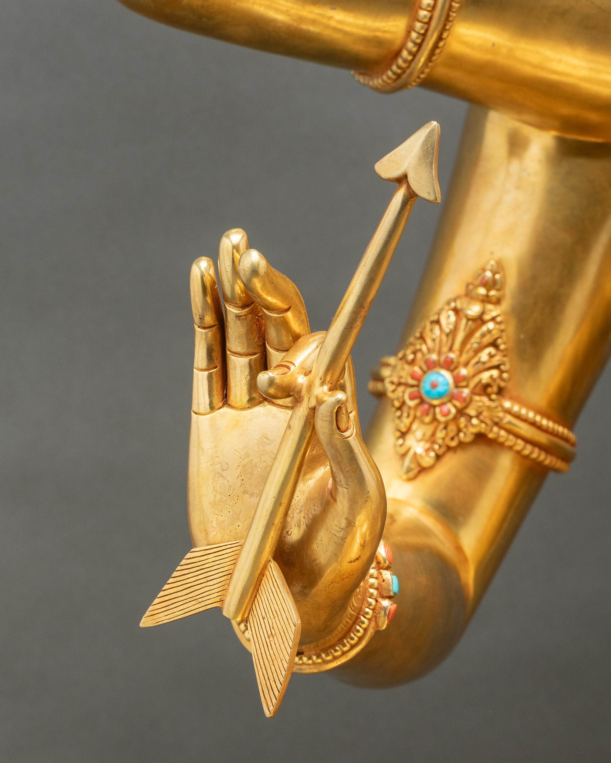 38" Maha Manjushri Statue | Golden Bodhisattva of Wisdom