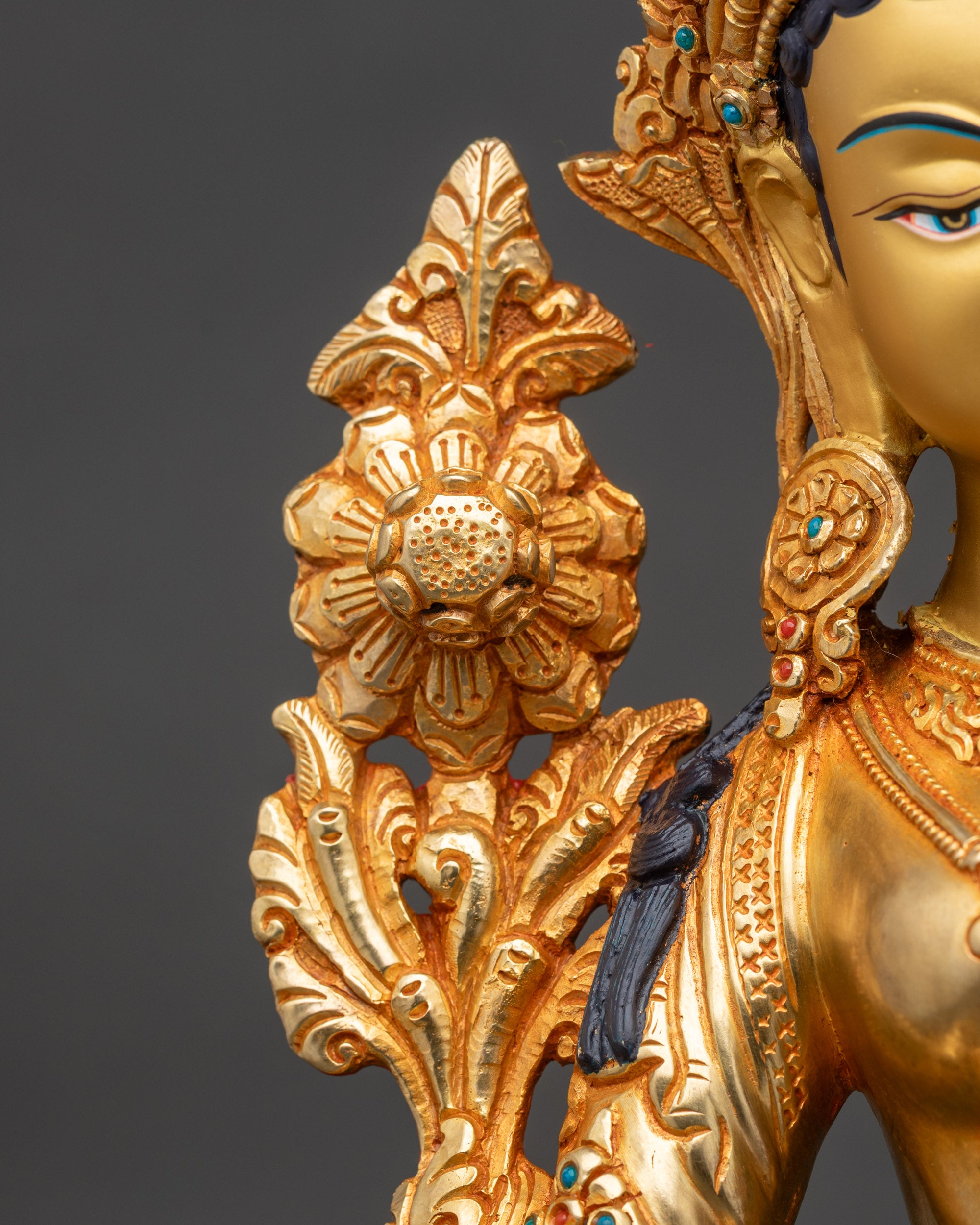Handcrafted Green Tara Statue | Copper Himalayan Sculpture