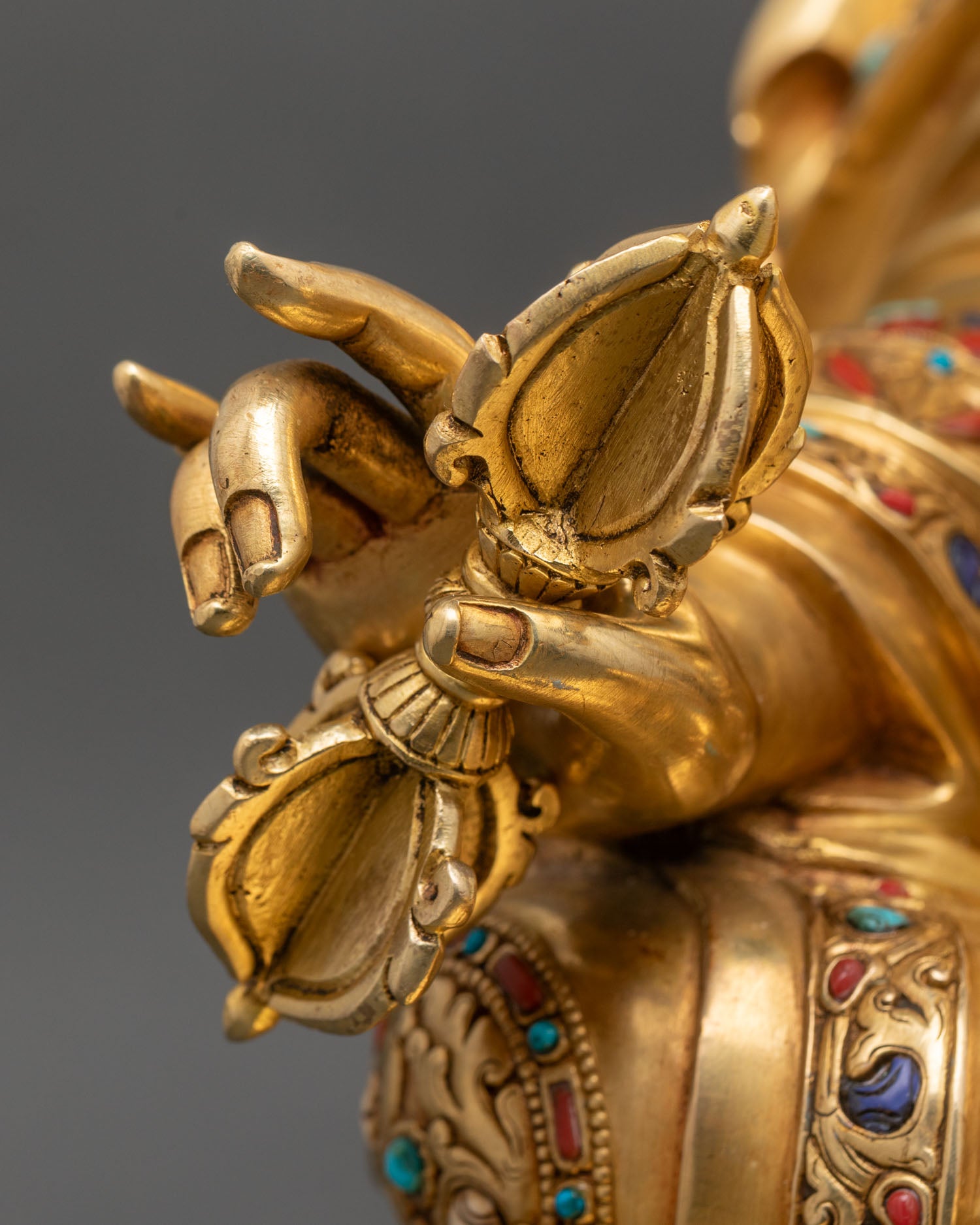 Big Guru Rinpoche Statue | 24K Gold Fire-Gilded Copper Figurine