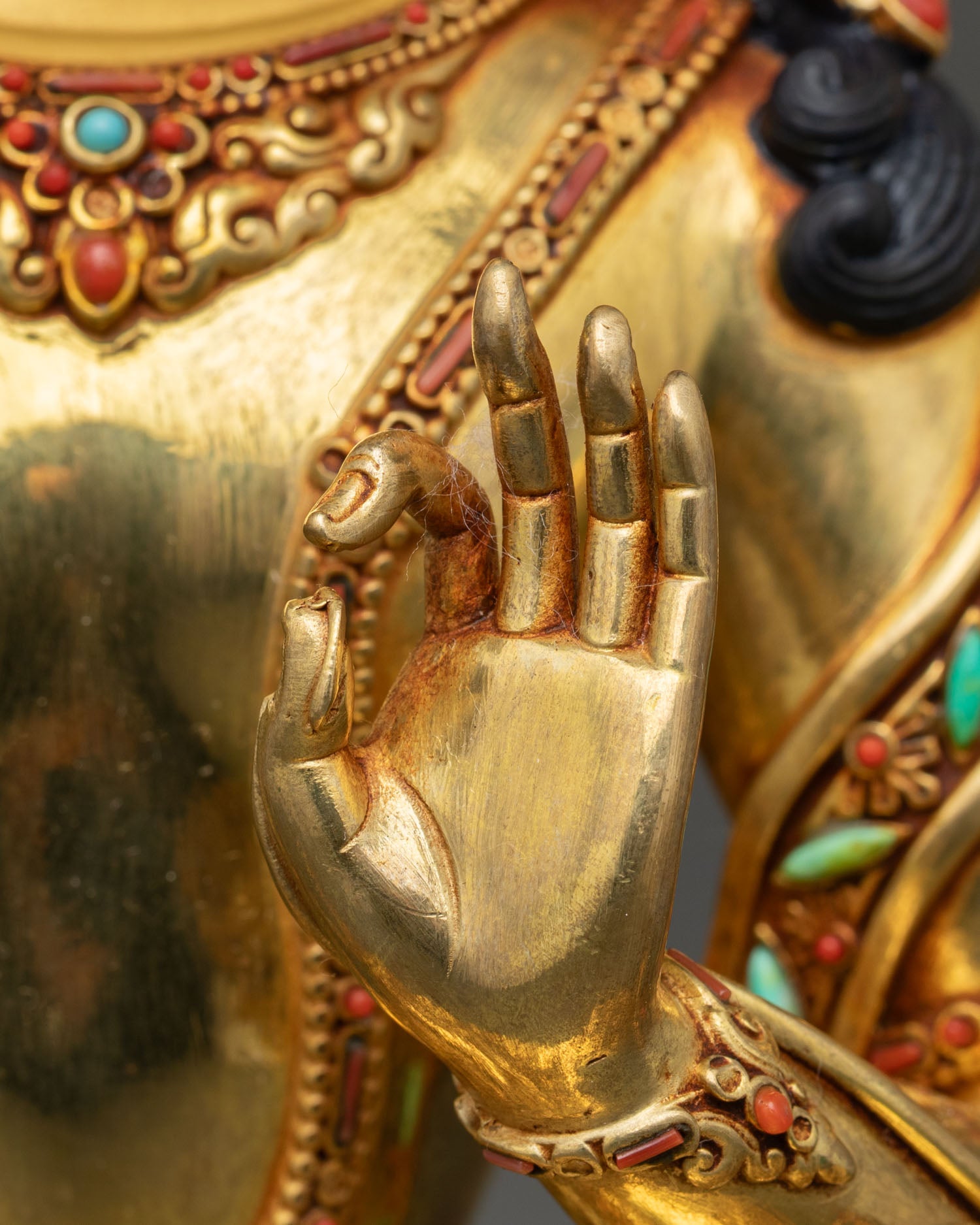 Golden Manjushri Statue | Gold Fire-Gilded Buddhist Art