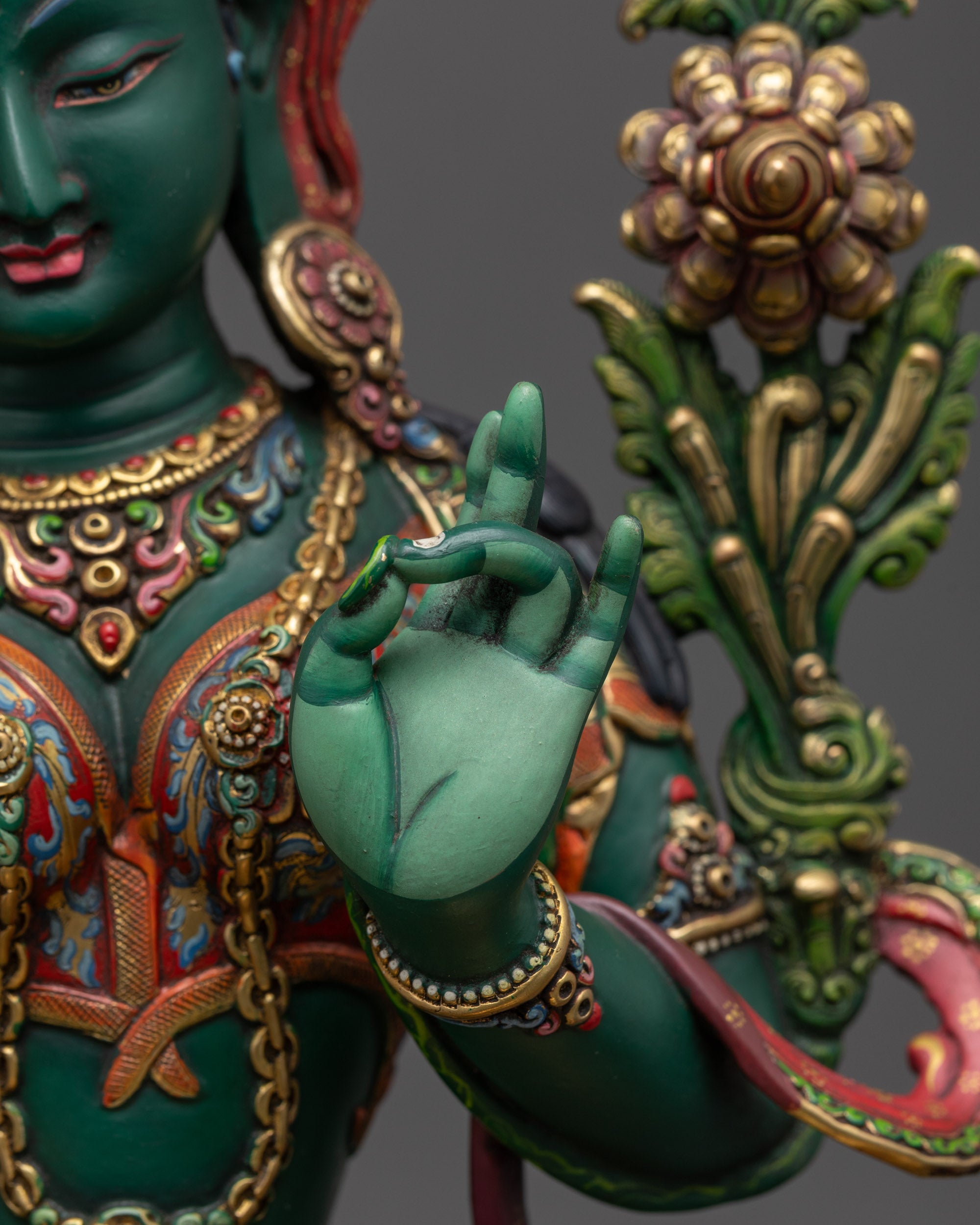 Premium Compassionate Green Tara Statue | Nepalese Buddhist Goddess