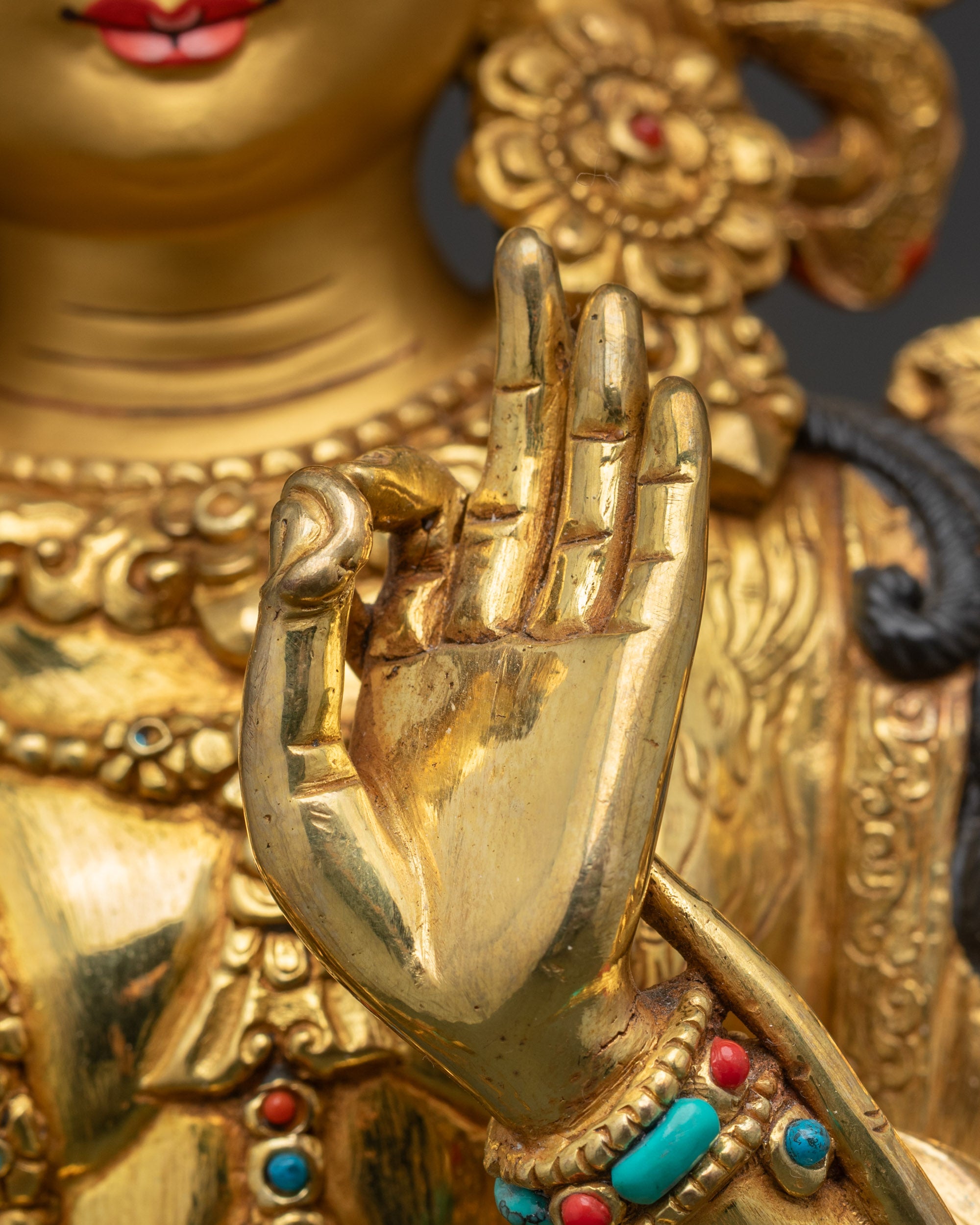 Standing Chenrezig Statue | Gold Fire-Gilded Avalokiteshvara Sculpture