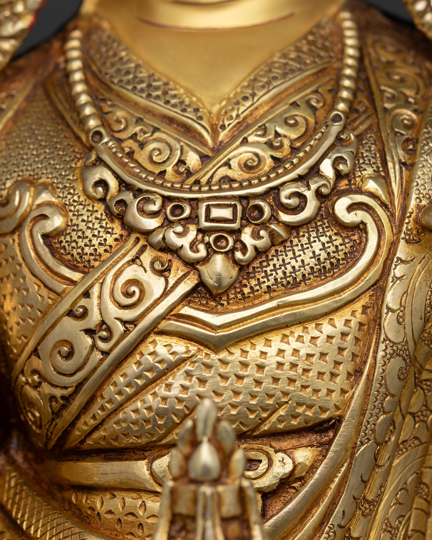 Gold-Gilded Guru Rinpoche Statue | Sacred Buddhist Sculpture
