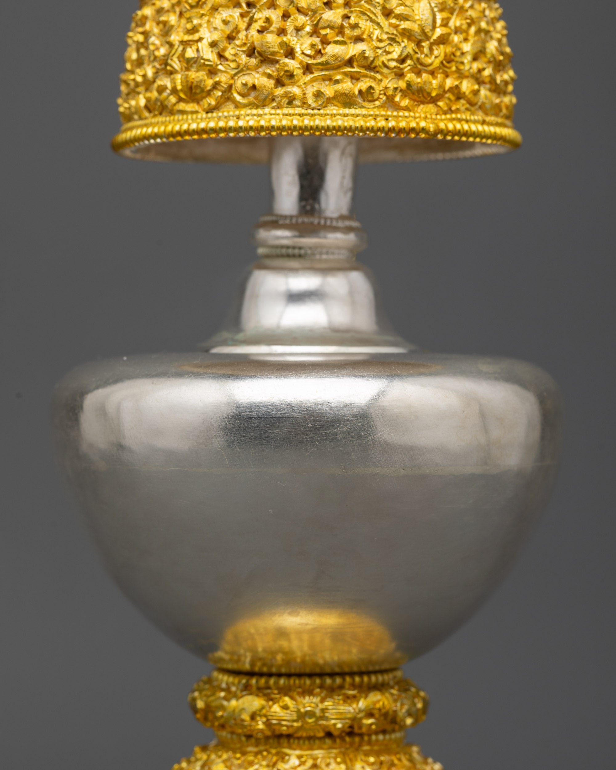 Himalayan Bhumba Vessels | Gold & Silver Plated Offering Vases