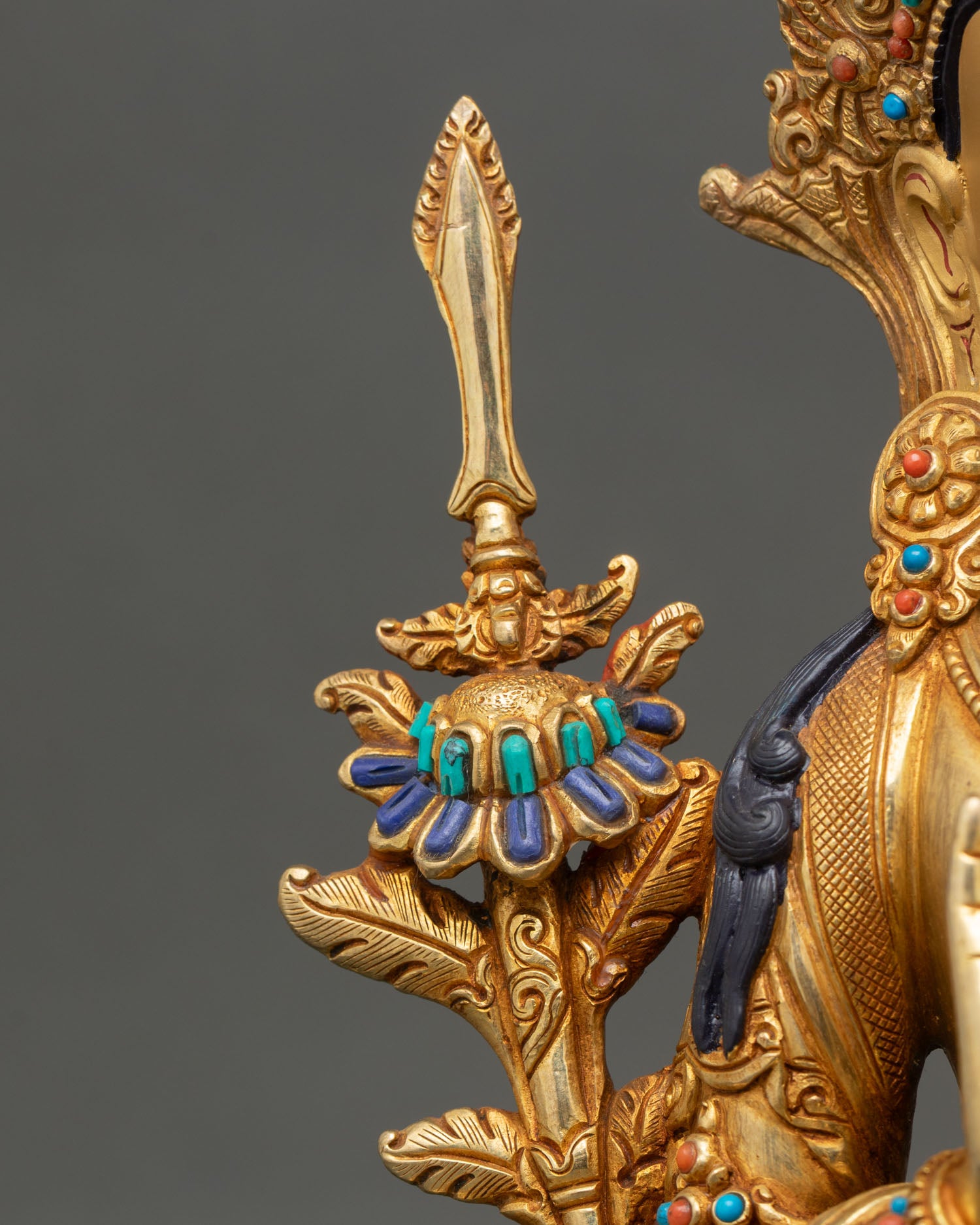 Manjushri Statue – Handcrafted 24K Gold Gilded Buddhist Art