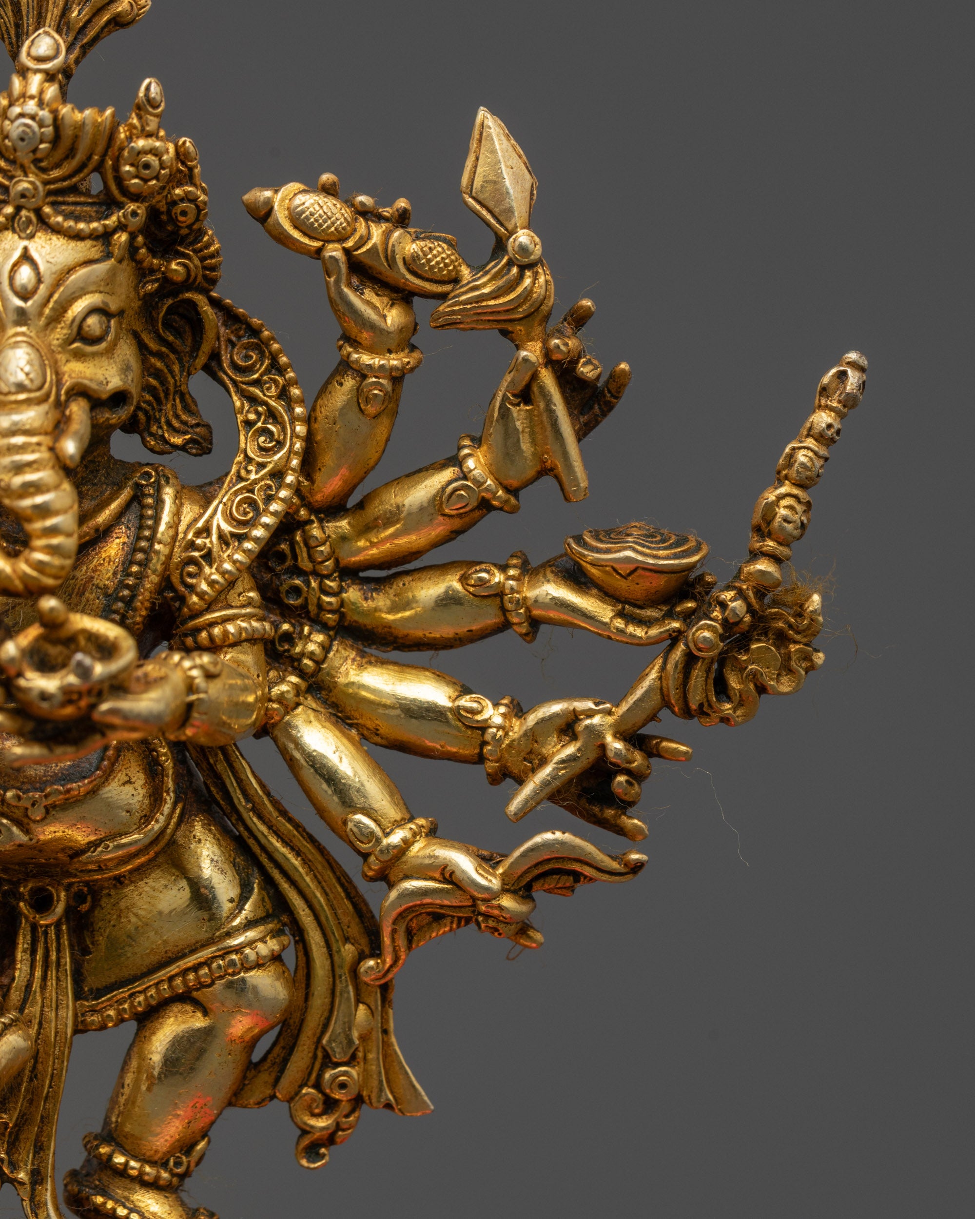 Sixteen Armed Dancing Ganesha Statue | Precision-Crafted Idol from Nepal