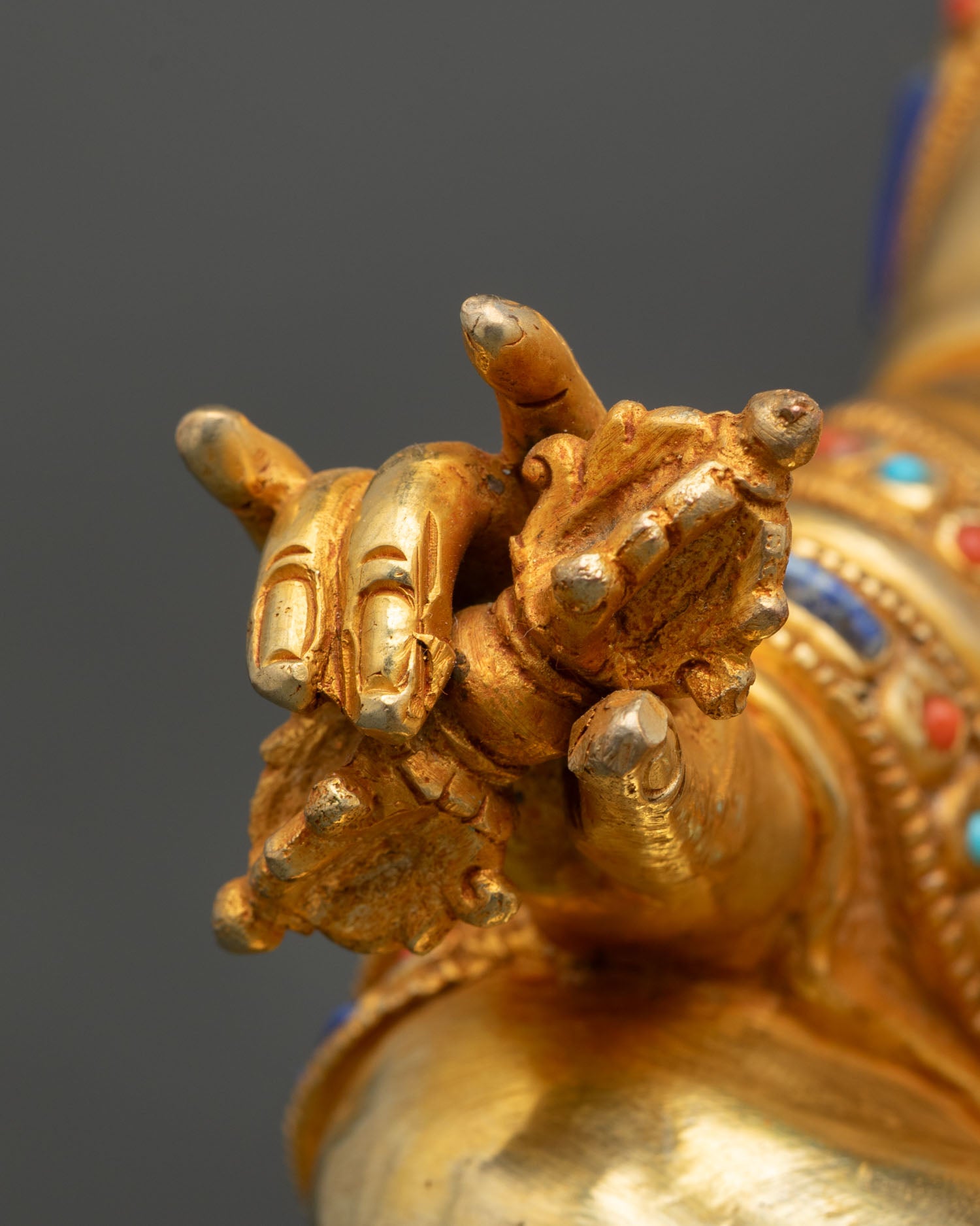 Guru Rinpoche Statue | Handcrafted Gold Fire-Gilded Copper Art
