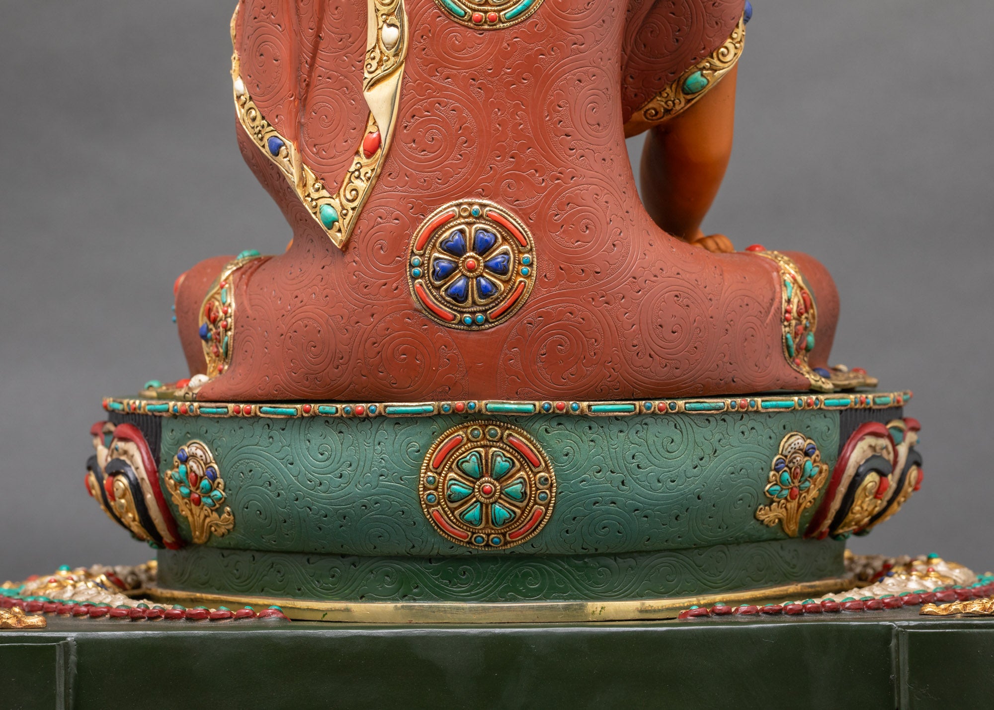 Buddha Statue with Hand-Painted Throne | Monumental Buddhist Sculpture
